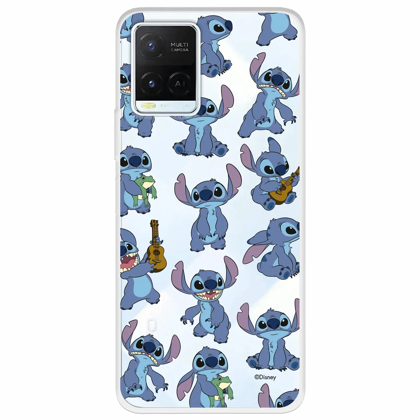 Funda para Vivo Y21S - Y33s - Y21 Oficial de Lilo & Stitch Patron Transparente para Proteger tu móvil. Carcasa para Vivo Y21S de Silicona Flexible con Licencia Oficial de Disney