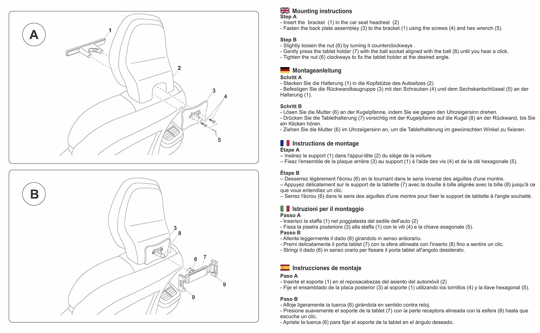 Soporte de Tablet para Coche compatible para Volvo XC90, XC60, V90, V60, S90, S60 (modelo 2017 o más reciente) apto para todas las tabletas de 4.7-13" iPad Pro 9.7 10.5, 12.9 Air mini 2 3 4 Tab