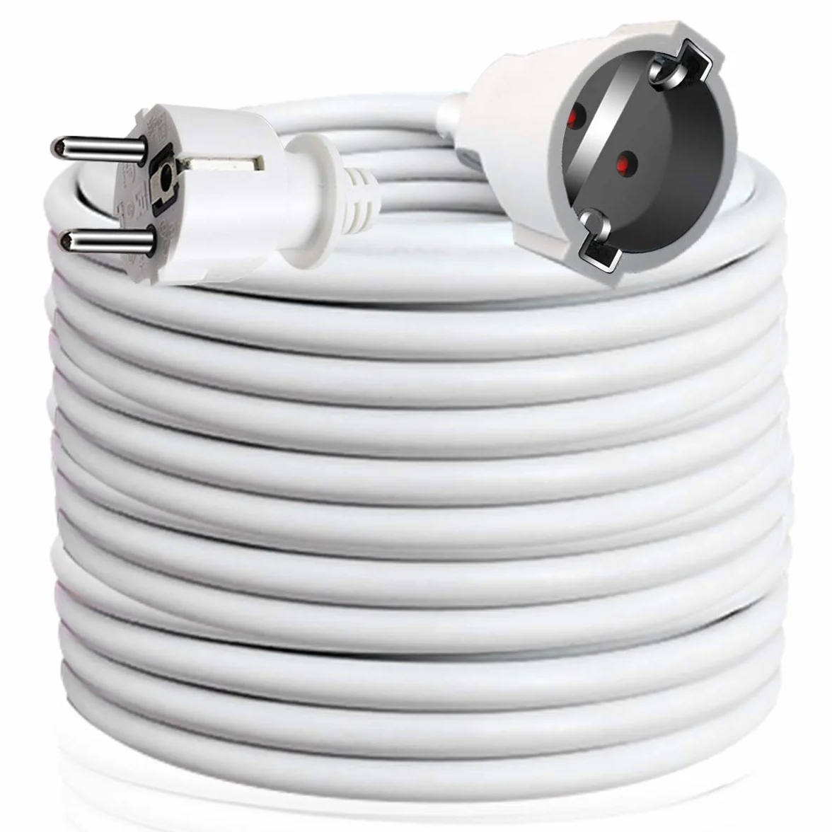 EXTRASTAR Cable Alargador de Corriente 15M, 3680W, 3G*1,5 mm², 230V, 16A, Blanco