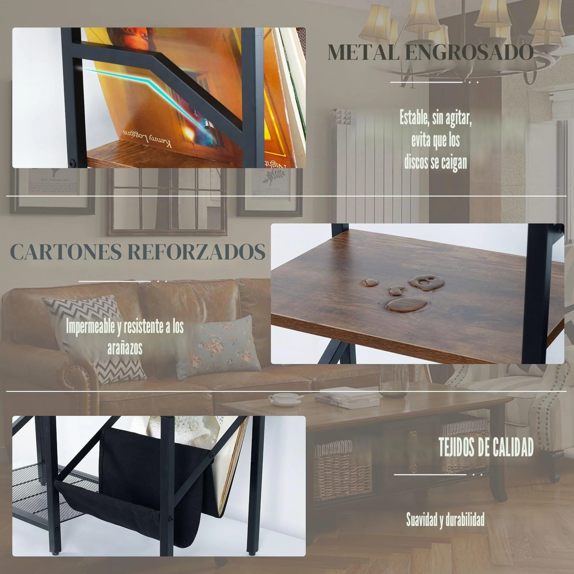 Soporte para discos de vinilo de 3 niveles, soporte grande para discos de hasta 150 álbumes, tocadiscos negro con gabinete estéreo de almacenamiento, estante de mesa de reproductor para dormitorio