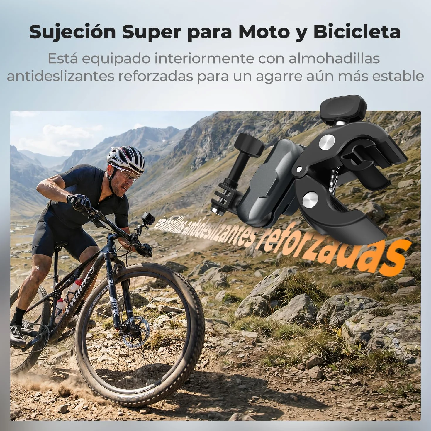 K&F CONCEPT Abrazadera para Cámara con Cabezal Doble 360° Soporte Manillar Bicicleta Motocicleta Compatible GoPro Hero 13/12 Insta360 X5/X4 Osmo Action 5 Pocket 3