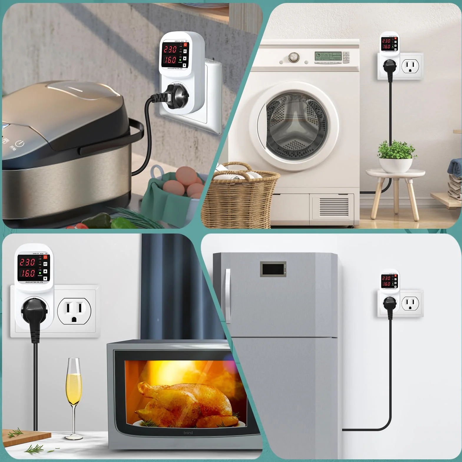 Jadeshay Adaptador de Protección contra Sobretensiones Dispositivo de Protección contra Sobretensión y Subtensión de Recuperación Automática AC220V 16A Protector de Enchufe para Electrodomésticos