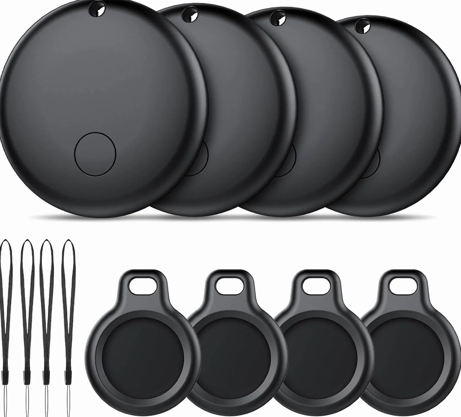 Android Smart Tag, Tracker Compatible con Google Find Hub App (Sólo Android), Localizador Bluetooth, Rastreador para Llaves, Cartera, Equipaje, Impermeable IP68, 4 Negro