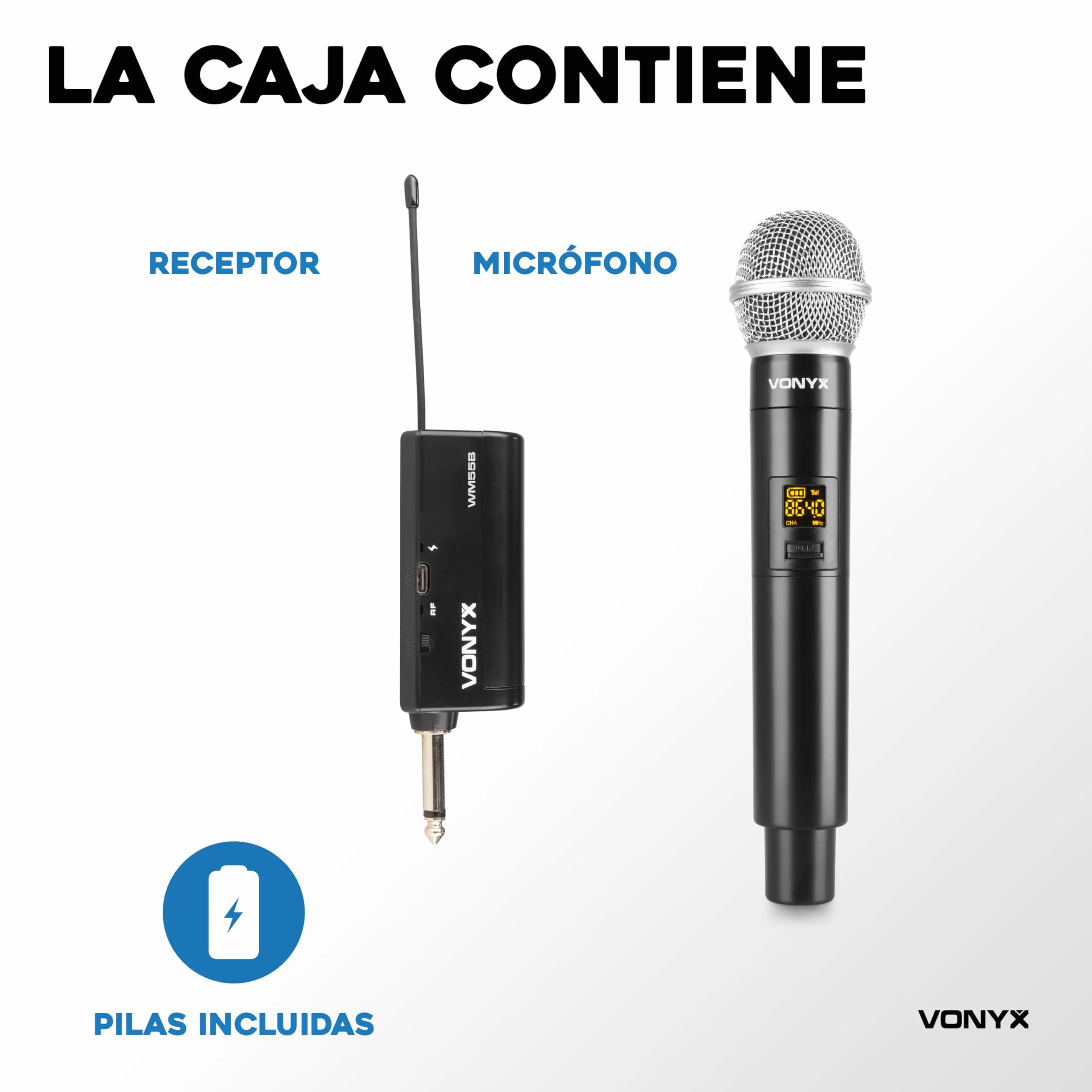 Vonyx VPS152A + WM552 – Altavoz portatil bluetooth potente 1000W con 2 altavoces 15", USB, trípodes y 2 microfonos inalambricos, equipo de sonido profesional para eventos DJ y karaoke, color negro