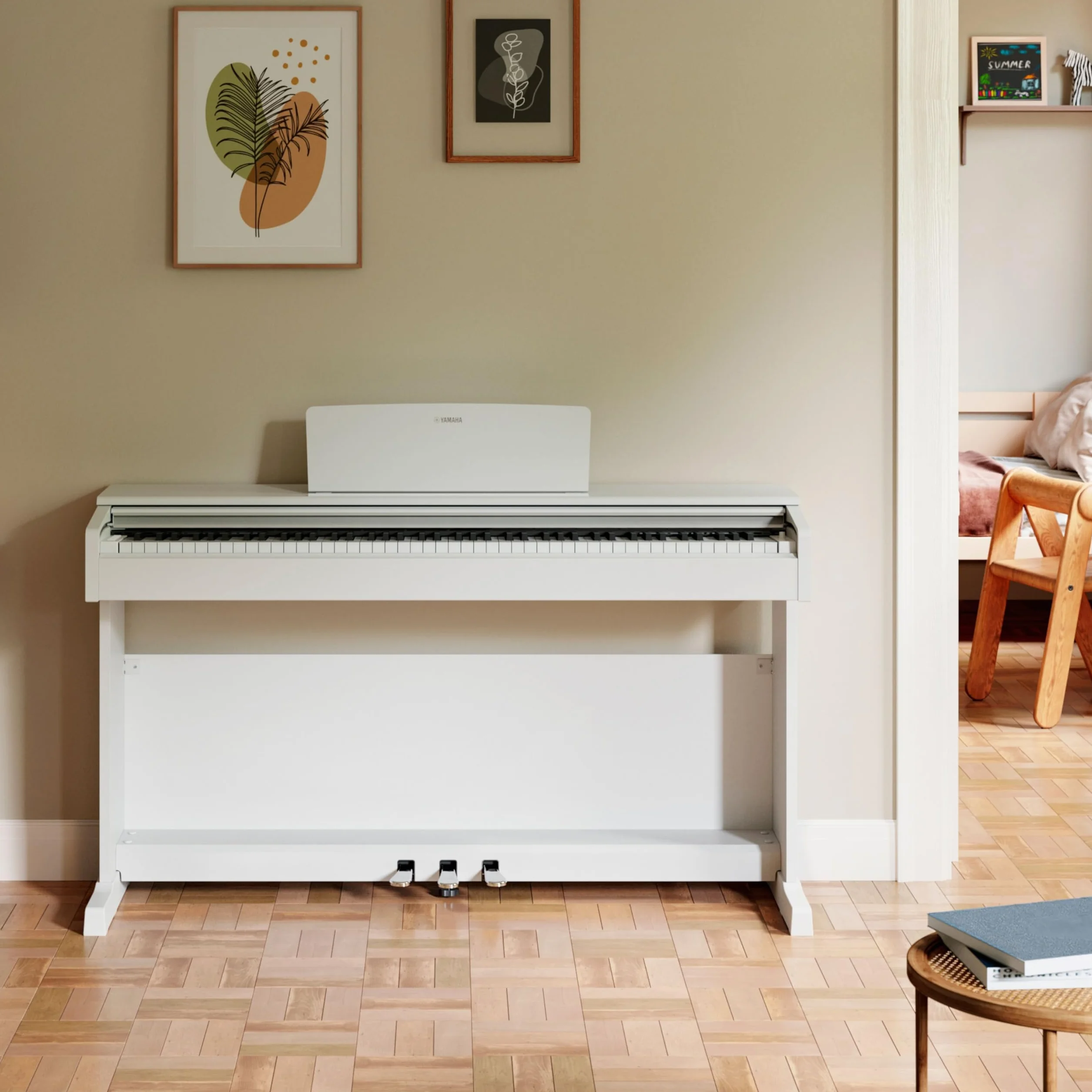 Yamaha ARIUS YDP-145 - Piano Digital, Piano clásico y elegante para principiantes y aficionados, para cualquier rincón de la casa, en blanco