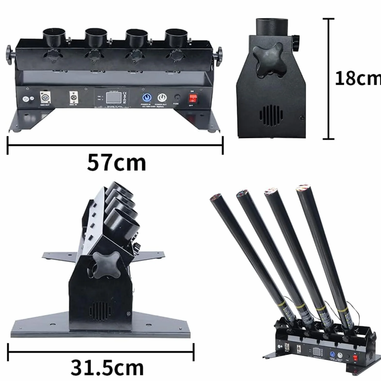 MáQuina De CañóN De Confeti Profesional De 150 W, Lanzador De Confeti EléCtrico, Tubos De Confeti Con Control Remoto InaláMbrico Para Eventos Especiales, Fiestas, Clubes, Bodas, Conciertos