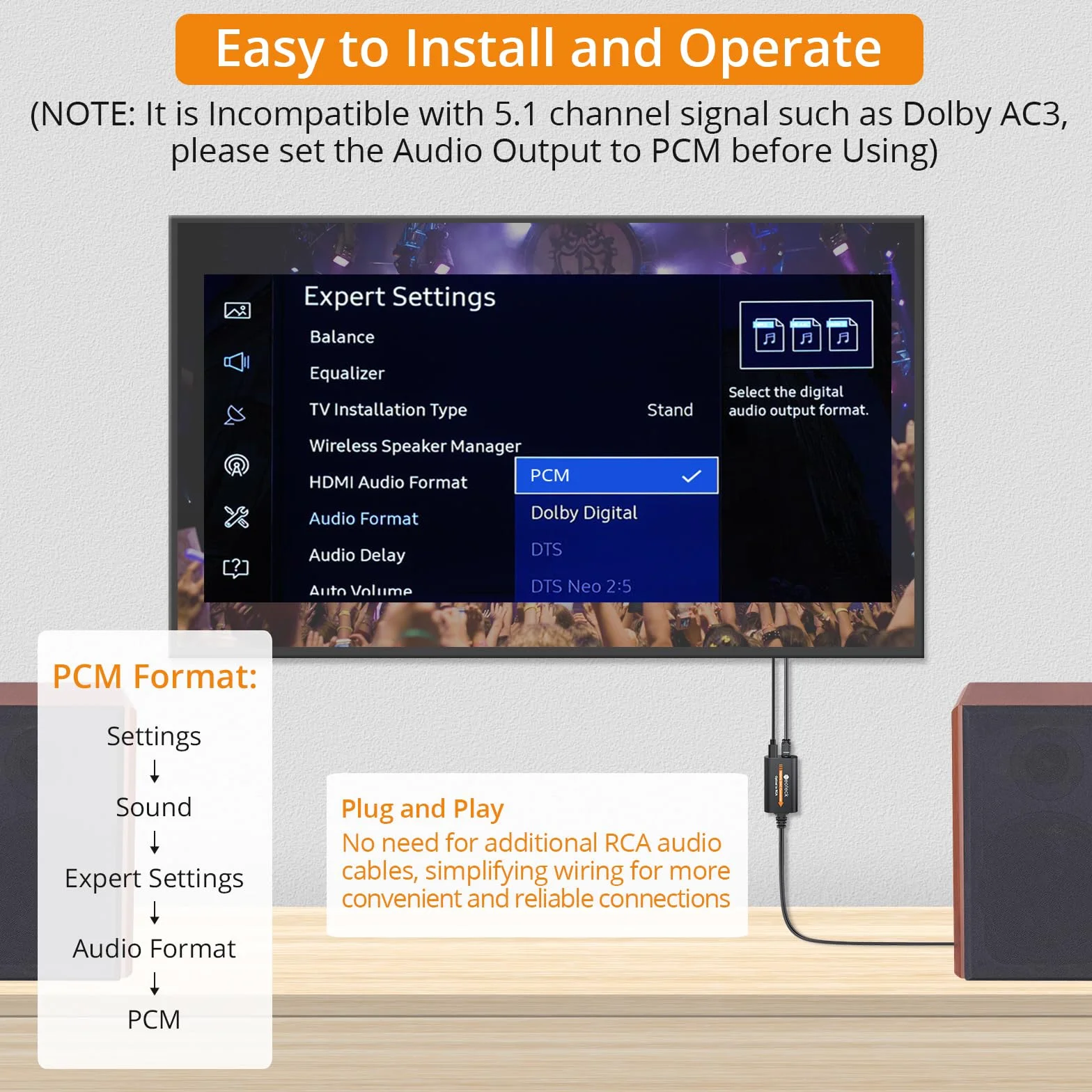 Neoteck 192kHz DAC Convertidor 5.9ft/1.8m Cable Óptico a RCA con Chip Amplificador de Audio SPDIF Toslink a RCA Adaptador para HDTV Set Top Box DVD Reproductor Blu-ray-Salida Macho