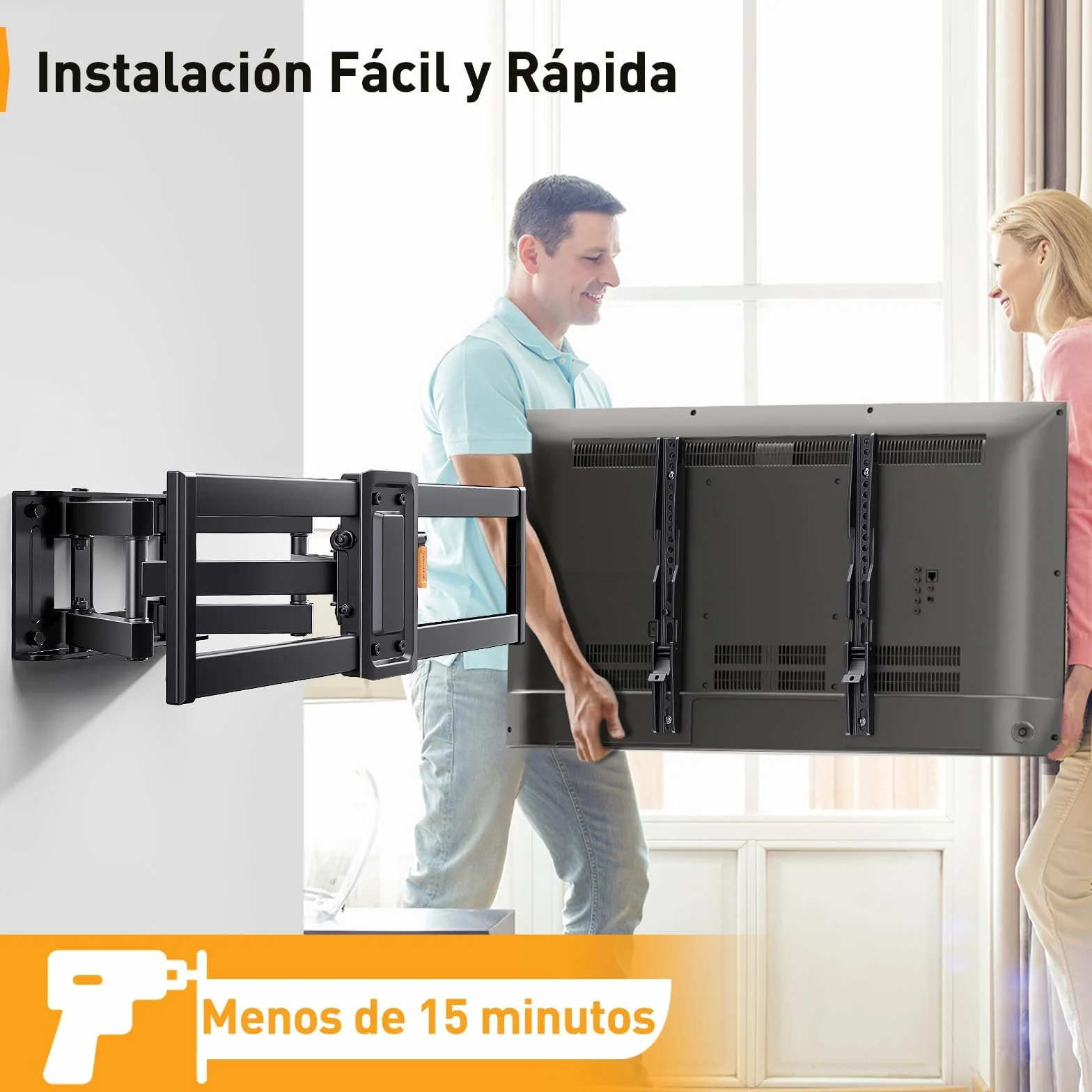 Perlegear Soporte de TV Pared Articulado Inclinable y Giratorio 37-82 Pulgadas 60 kg MAX VESA 600x400mm
