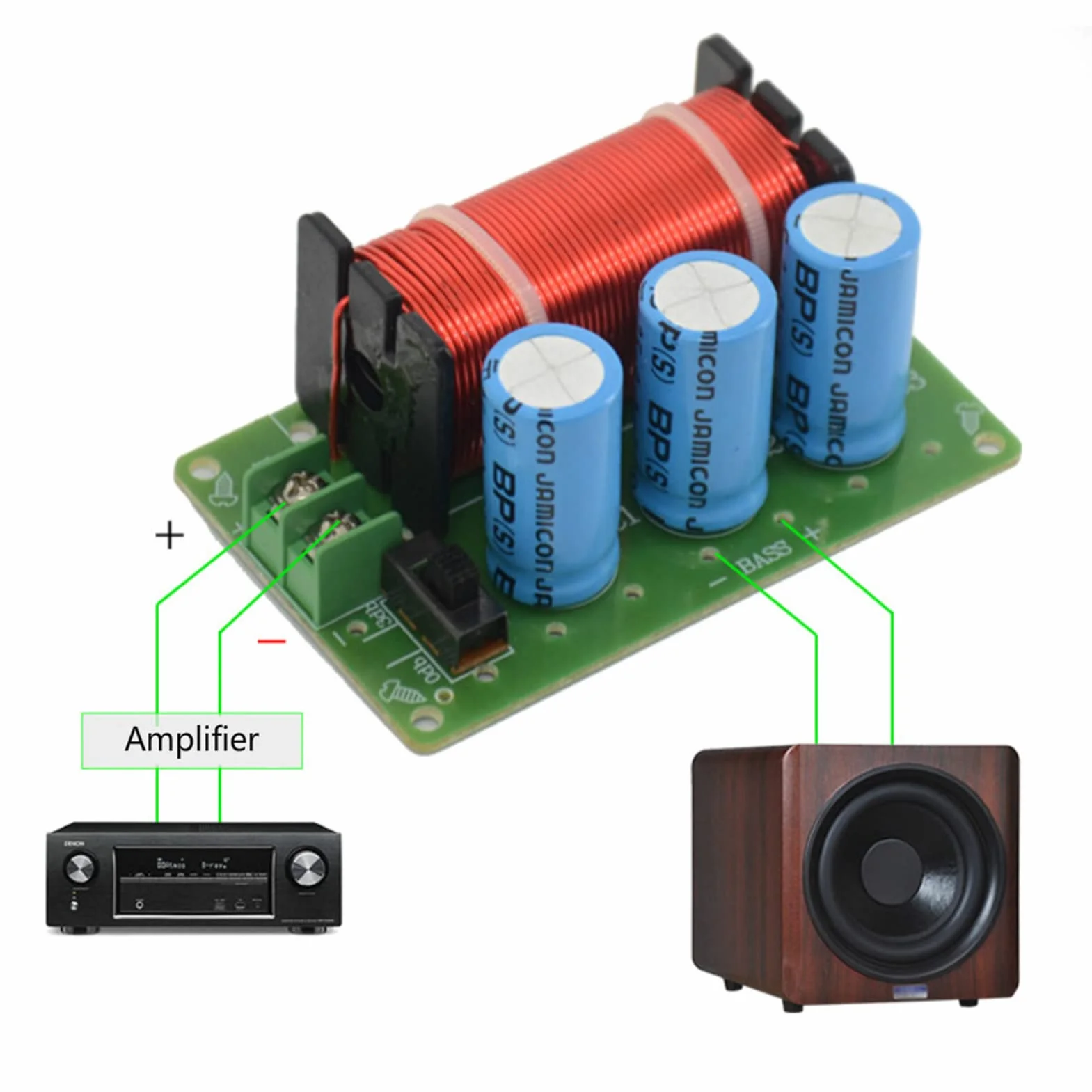 BuyWeek Filtro Cruzado Divisor de Frecuencia de Subwoofer de Graves, 200W de un Solo Canal para Altavoz de Audio