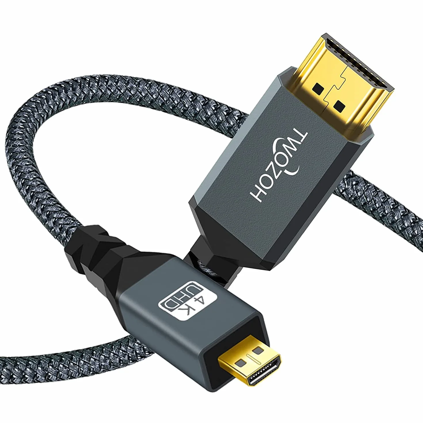 Twozoh Cable Micro HDMI a HDMI 1M, Micro HDMI Tipo D a HDMI Tipo A supporta 4K/60Hz 1080P 2.0a/b 2.0/1.4a