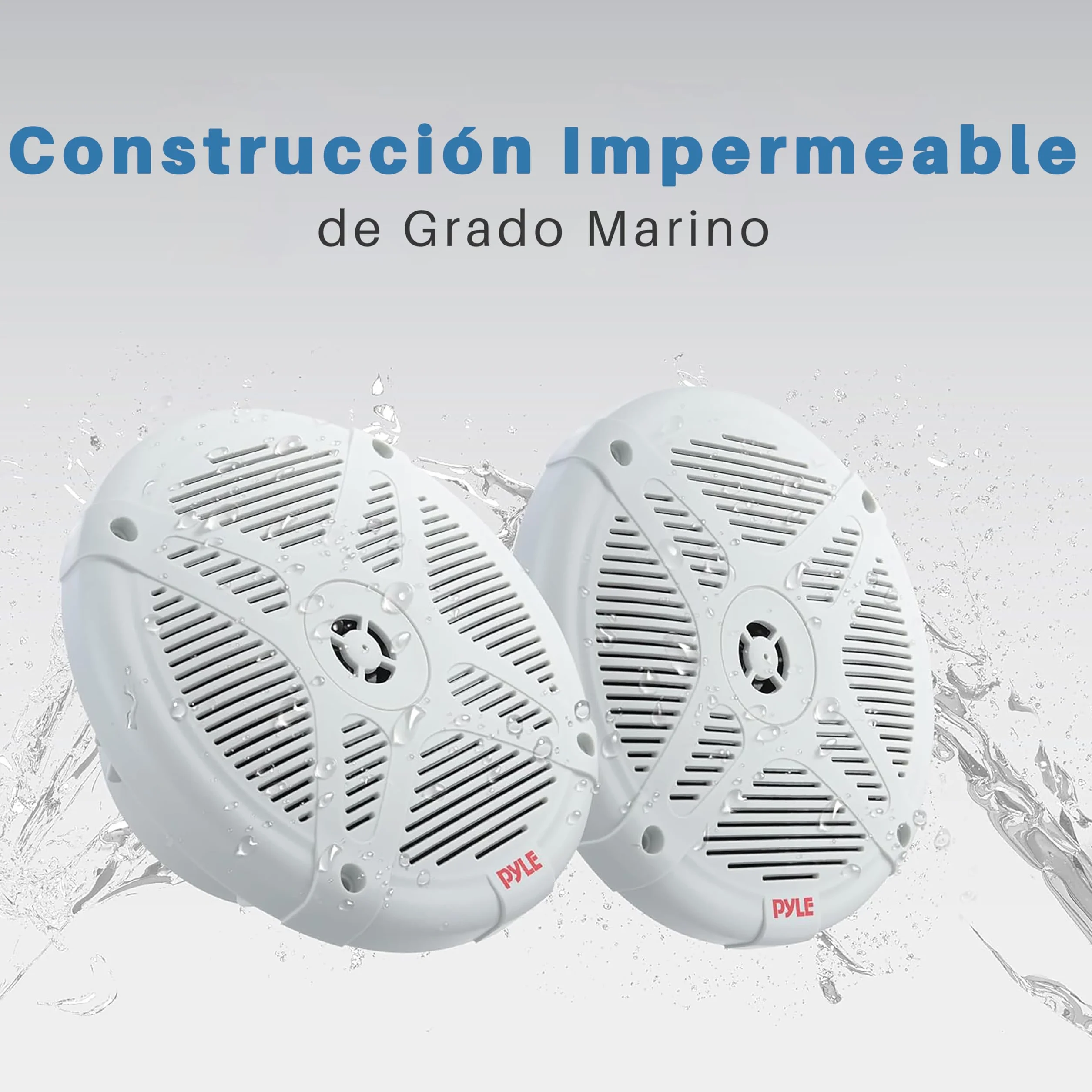 Pyle par de Altavoces Marinos de 6.5”, Sonido Estereo, Exteriores, Resistentes al Agua y a la Intemperie, Potencia de 600V