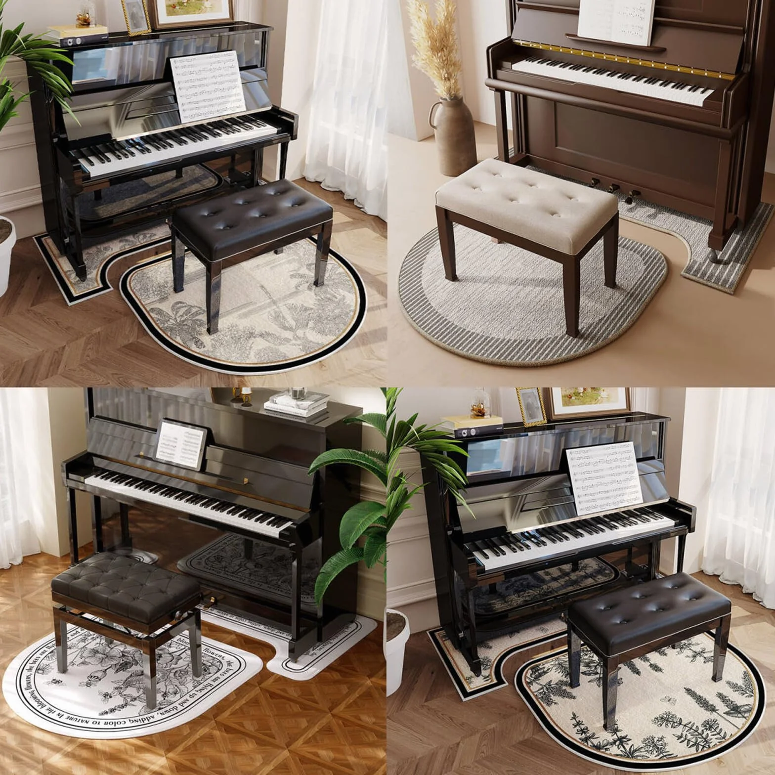 Chickwin Alfombra de Insonorización para Piano Vertical, Antideslizantes Alfombrilla Aislamiento Acustico para Piano Protector de Alfombra de Piano Vertical, Impresión Simple (Nórdico,70x160cm)