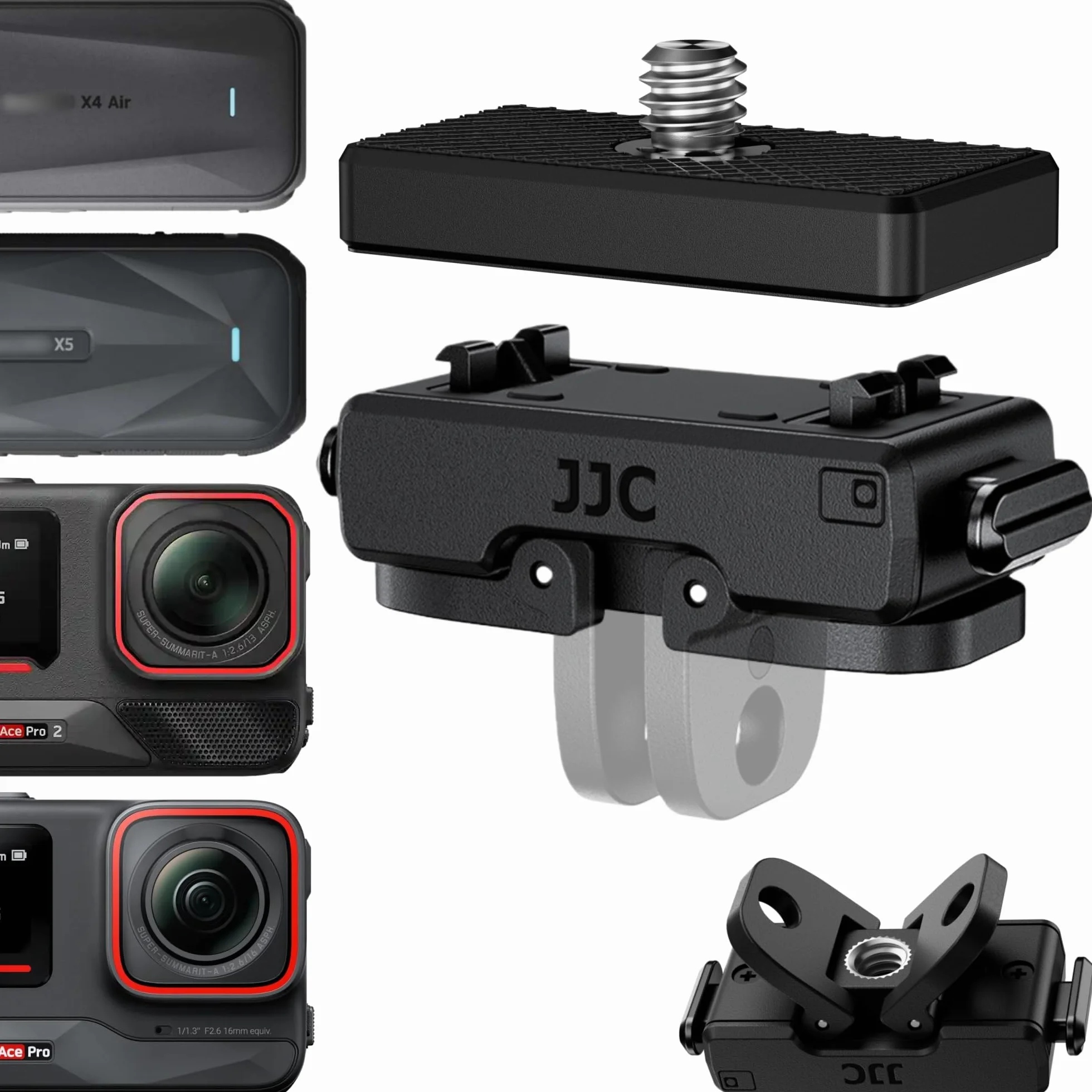Juego de adaptadores de montaje magnético para Insta360 X5 X4 Air X3 Ace Pro 2, adaptador magnético de liberación rápida para Insta 360 X5/X4/X3 y Ace Pro 2/Acepro/Ace con 20 accesorios de extensión