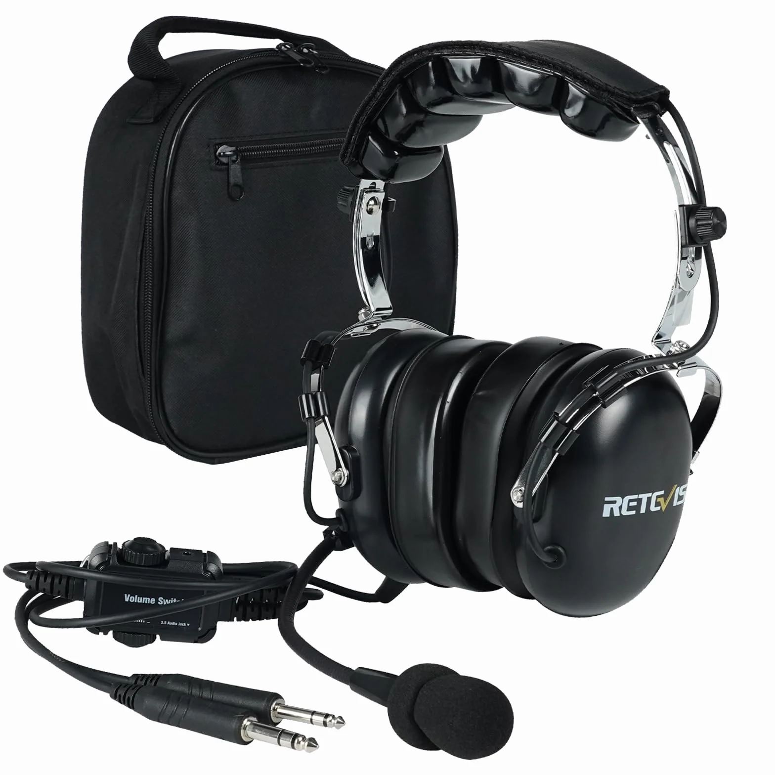 Retevis EHG001 - Auriculares de aviación Premium para Pilotos, Mono y estéreo, reducción de Ruido pasiva, micrófono con cancelación de Ruido, reposacabezas de Gel para Orejas, Diadema de Ajuste