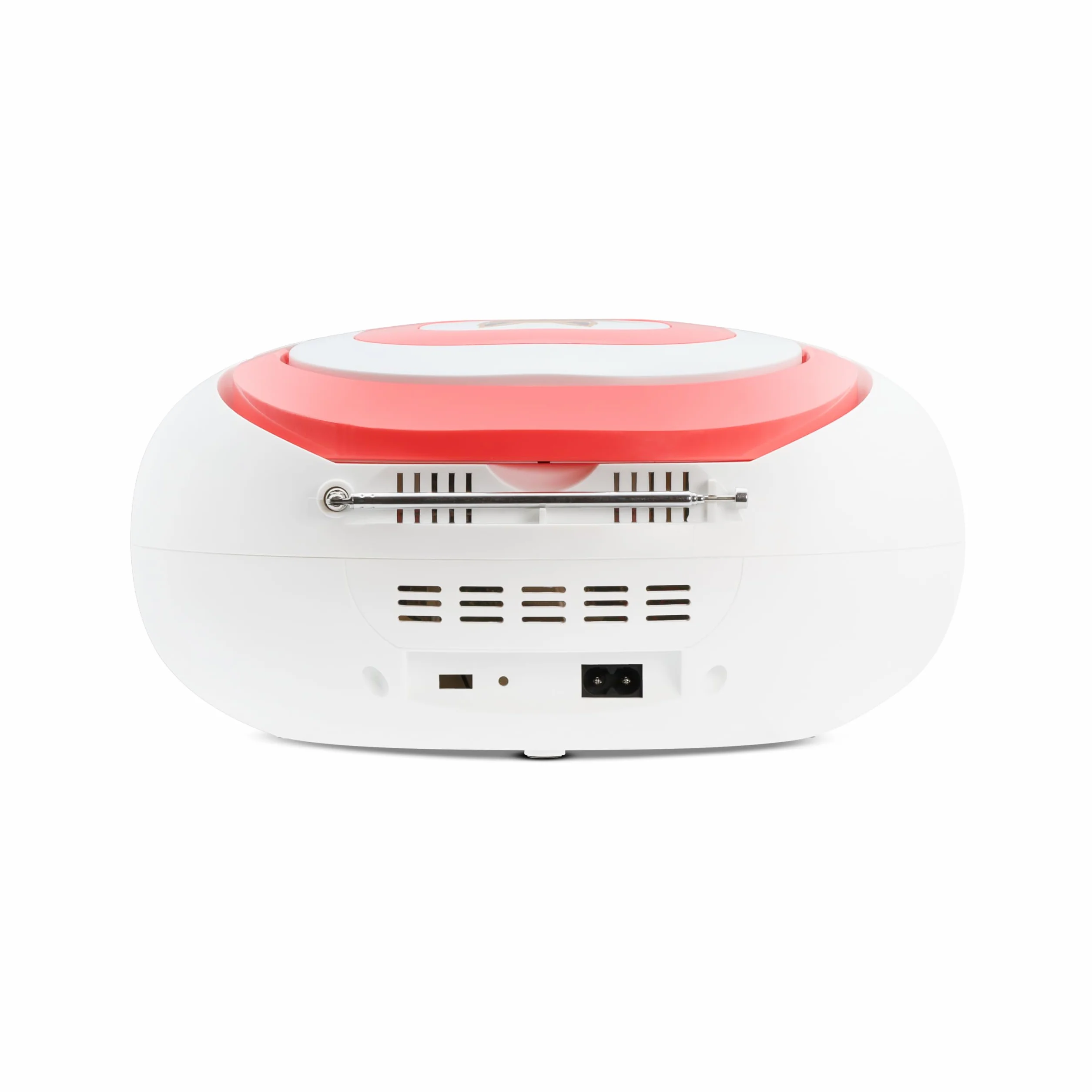 Mooov 477409 - Radio CD FM, Efectos Luminosos, función inalámbrica, USB, Pantalla LED, función Karaoke con Micro AUX-IN, Blanco y Rosa