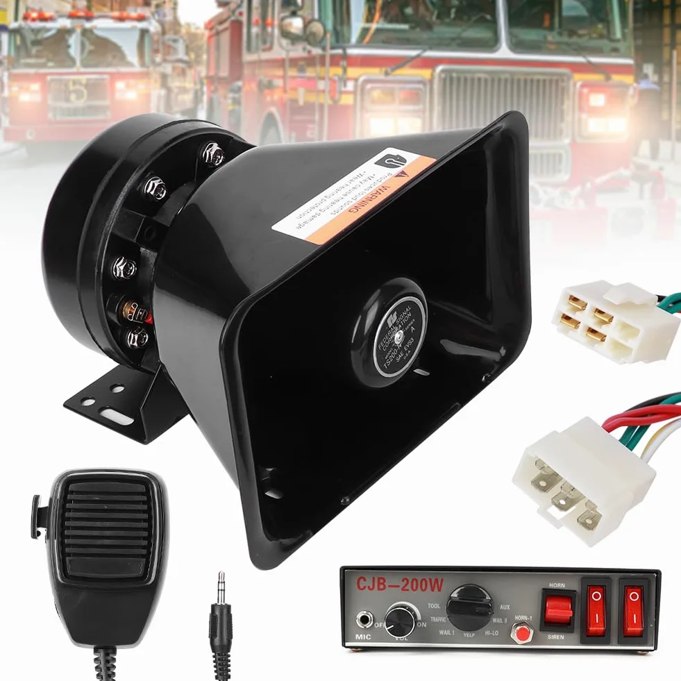 Sirena De Coche Sonidos Con Megáfono De Alarma 130dB 200W Soporte Fácil Instalación Compatible Con Varios Modelos De Vehículos Materiales Duraderos