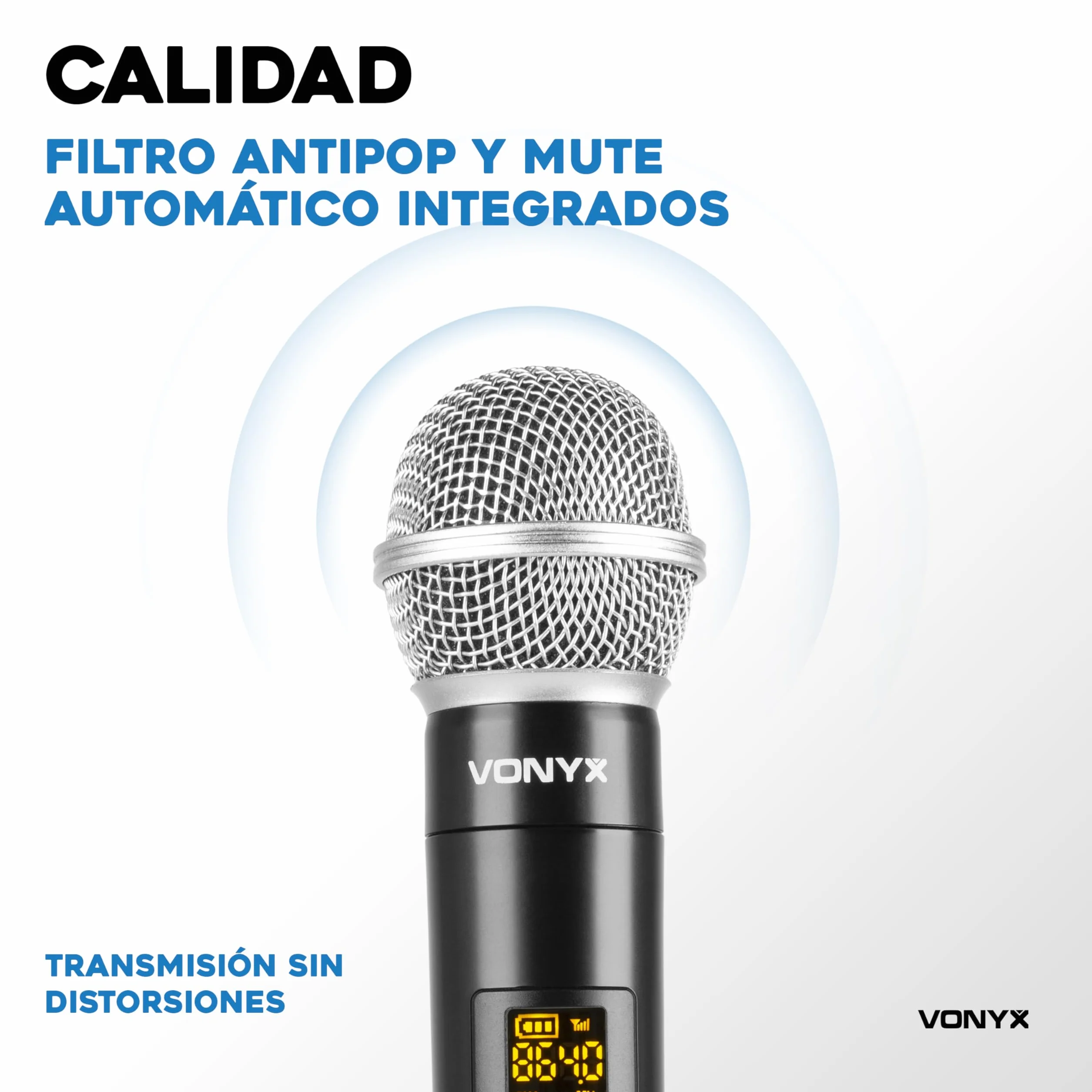 Vonyx VPS152A + WM552 – Altavoz portatil bluetooth potente 1000W con 2 altavoces 15", USB, trípodes y 2 microfonos inalambricos, equipo de sonido profesional para eventos DJ y karaoke, color negro