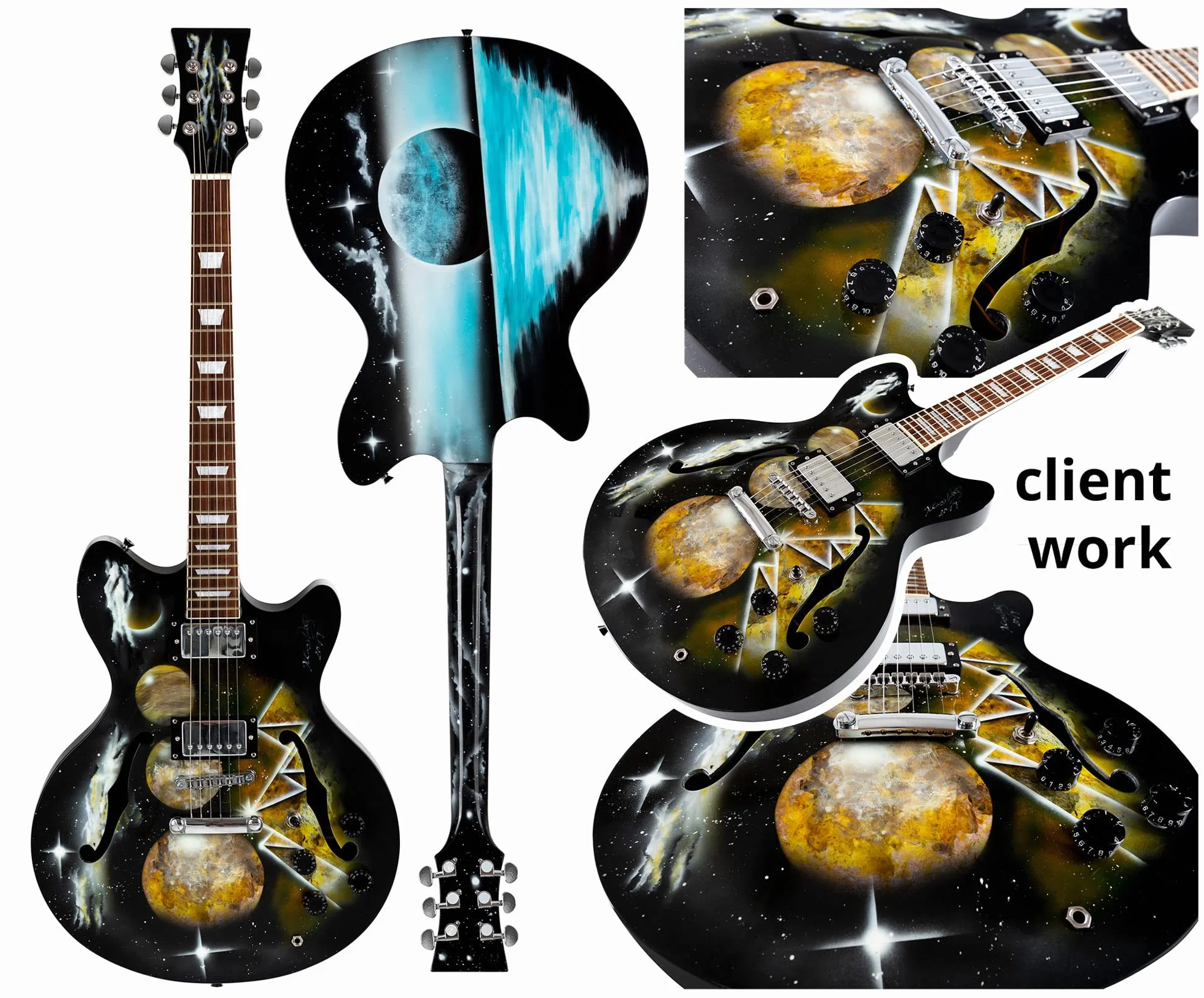 Kit De Guitarra Eléctrica Rocktile HB-Style - Kit DIY Semi-Hollow Con Diapasón De Palisandro, Cuerpo De Paulownia Con Sustainblock, Mástil De Arce Para Encolar - 2 Humbucker