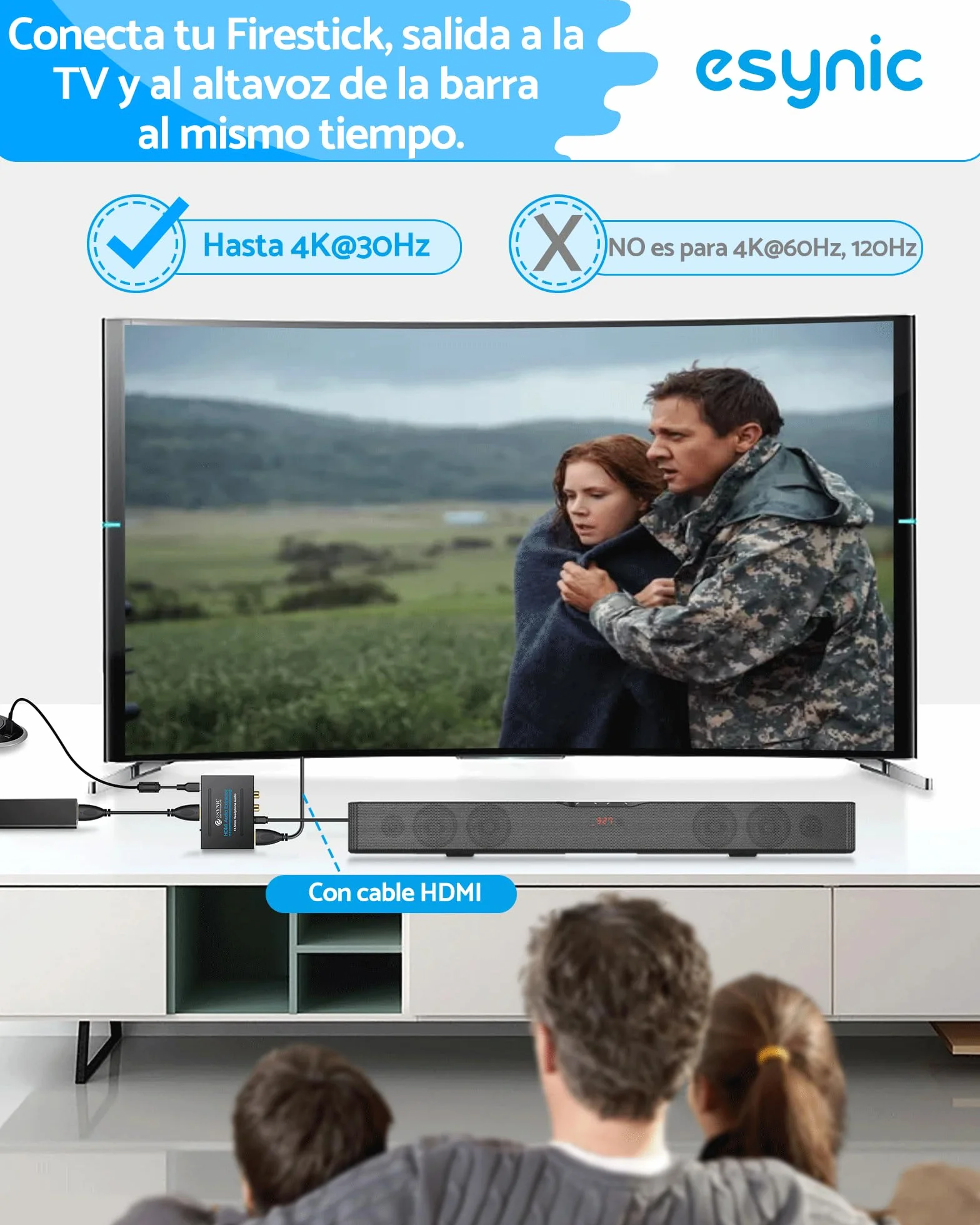 ESYNiC Convertidor HDMI a HDMI Audio SPDIF Óptico RCA Toslink Adaptador Splitter de Video HDMI - DAC HD Digital a Audio Estéreo Estractor para Apple TV Blu-Ray DVD Player Xbox One SKY HD box PS3 PS4
