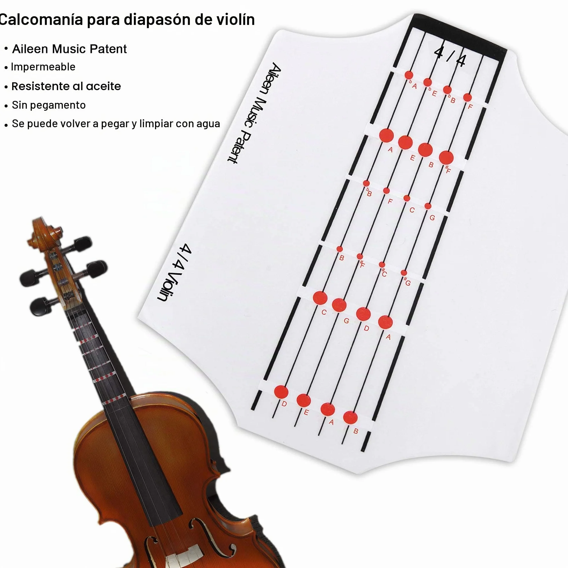 Aileen Violín 4/4 Principiante con Engomada del Tablero de Violín, Manual de Usuario, Estuche Rígido, Arco, Colofonia, Puente y Paño de Pulido