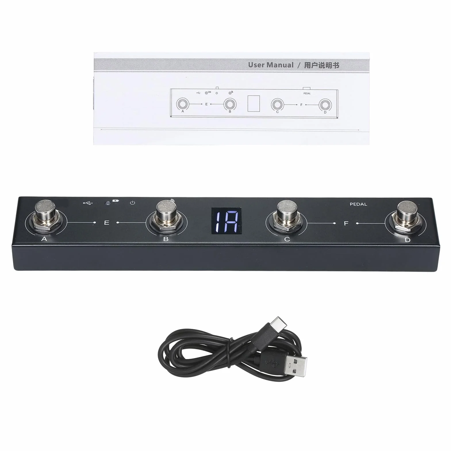Pedal MIDI inalámbrico,Chocolate BT Controlador MIDI inalámbrico recargable 4 botones Controlador de pie MIDI portátil Control de la aplicación del pedal