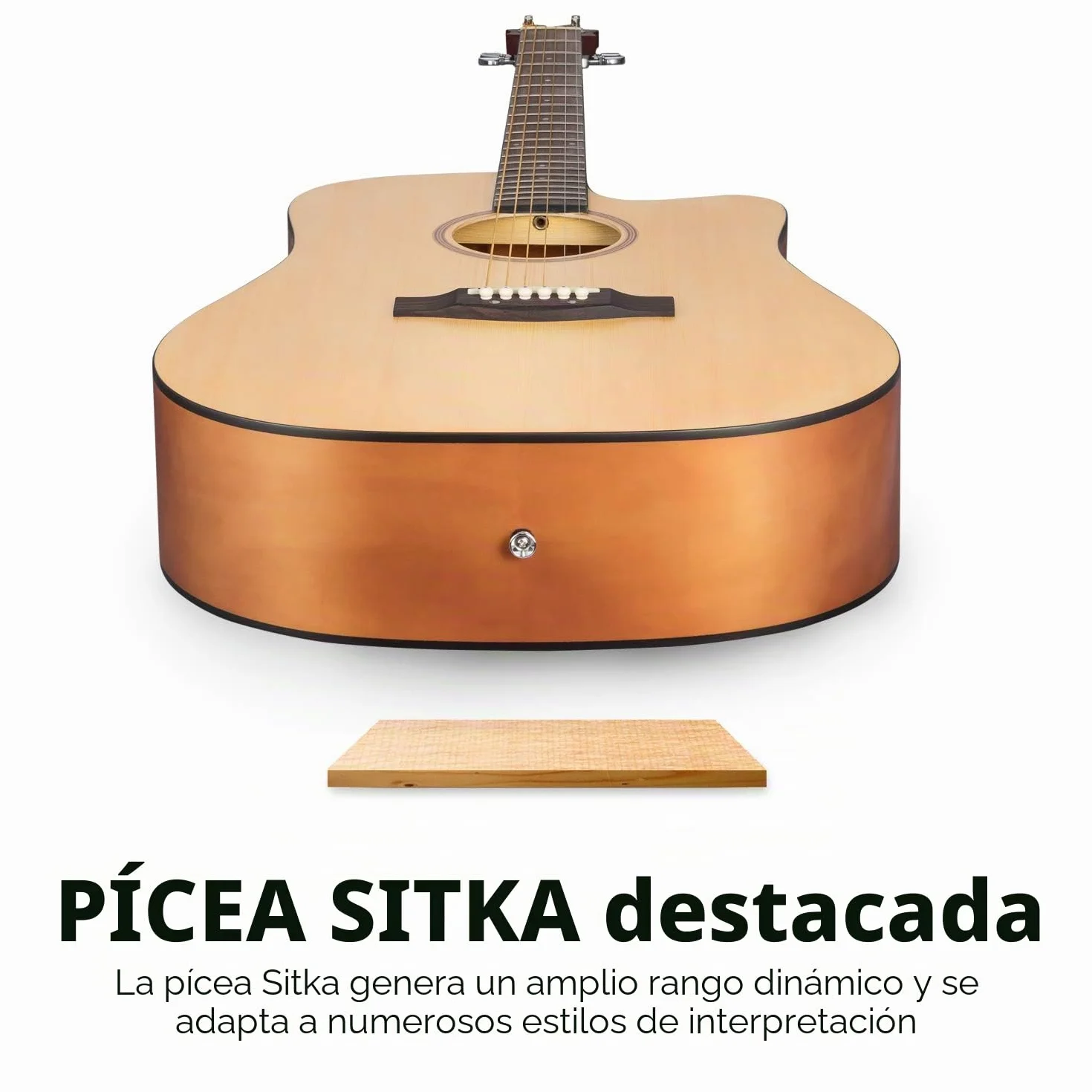 Donner Guitarra Acústica 4/4 para Adulto Principiantes Guitarra Kit Cutaway 41 Pulgadas Dreadnought con con Afindar Cuerdas Capo Natural
