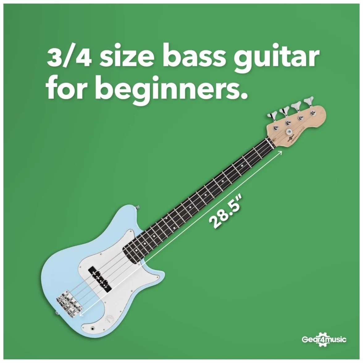 VISIONSTRING Guitarra Bajo Eléctrico Tamaño 3/4 para Principiantes Kids Bass Guitars Kit con Amp Azul