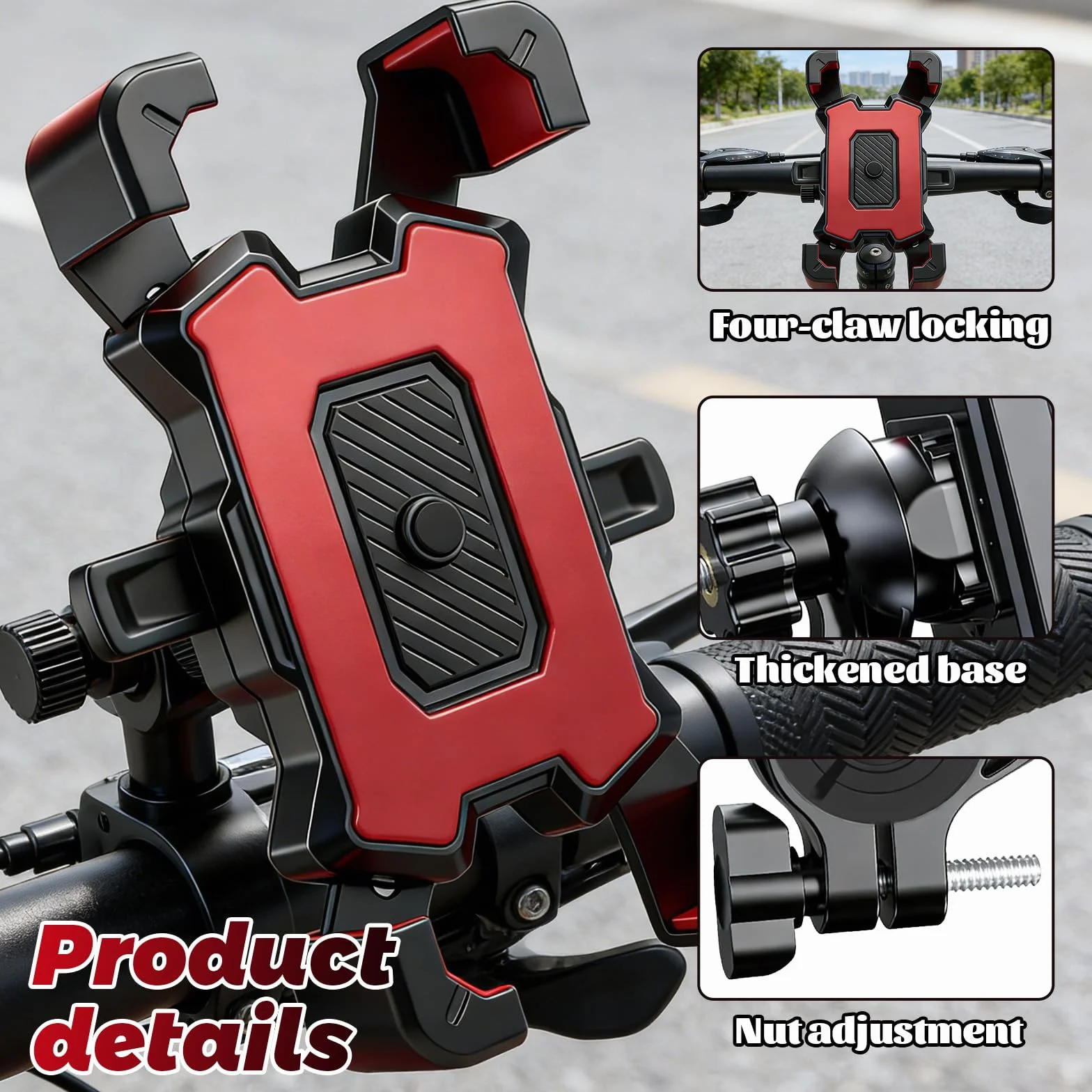 WiDream Universal Suporte Telemóvel M-Oto Giratorio 360°, [Bloqueo con un Botón] [Sujeción Segura] Soporte Móvil Moto, Teléfono Soporte Movil Scooter Moto MTB Bici, Cerradura 1s y Protección Segura