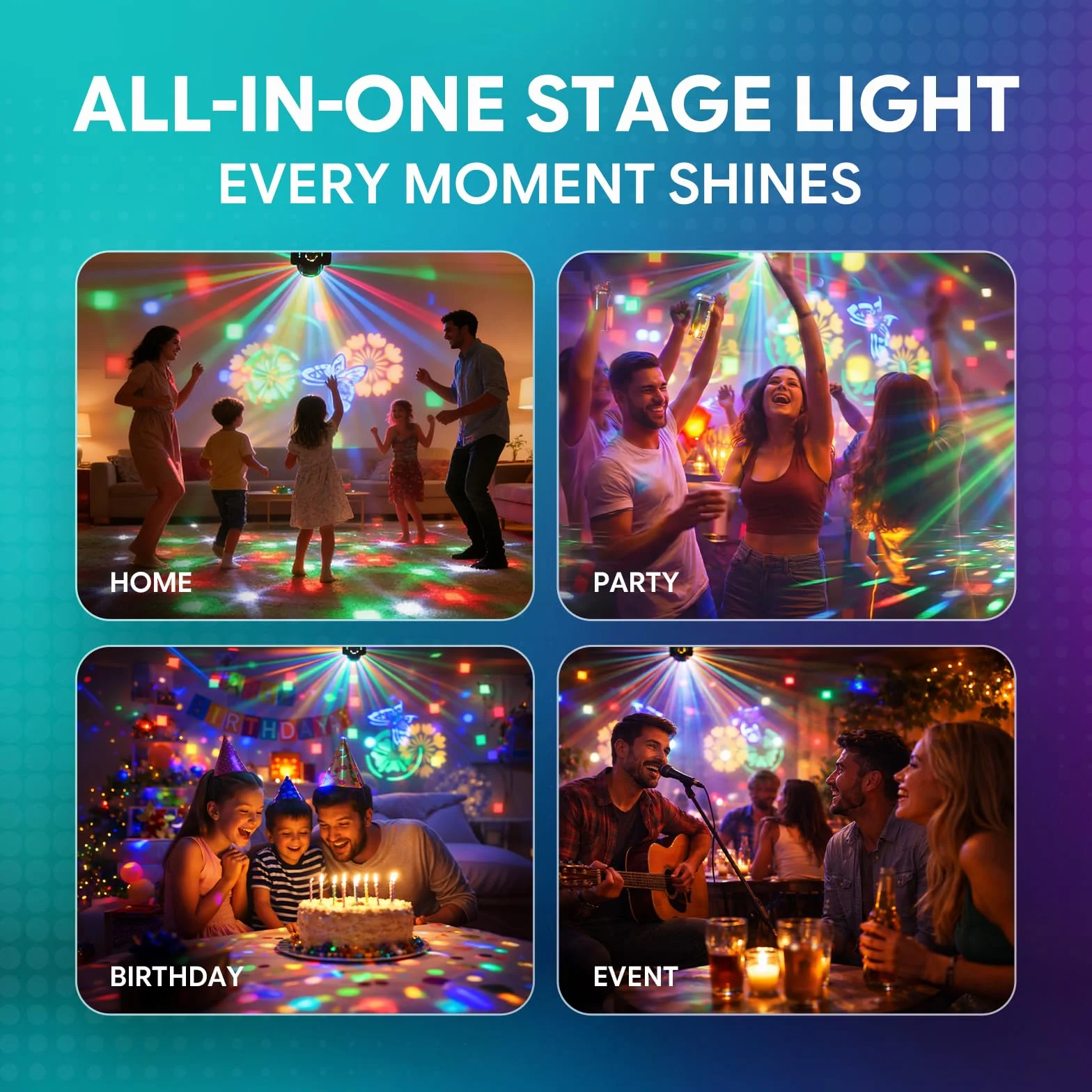 Cabeza Móvil LED 30W,DMX512 RGW Efectos de Iluminación,5 Modos de Control Con Control Remoto Mini Cabeza Movil LED Discoteca Para DJ, Fiestas e Iluminación