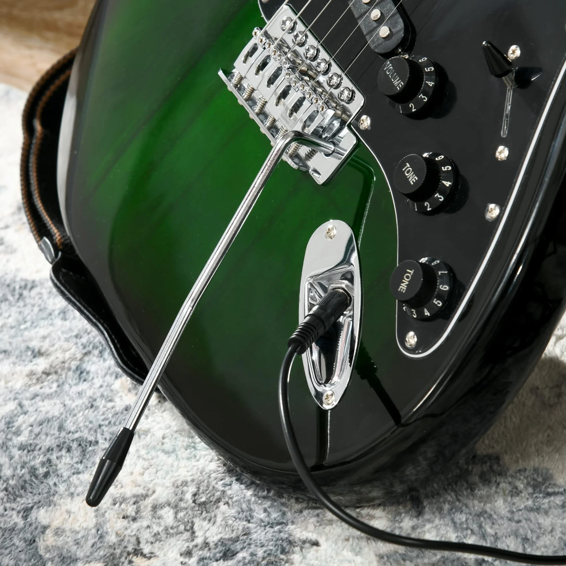 SPORTNOW Kit Guitarra Eléctrica de Iniciación, Guitarra Eléctrica con Amplificador de 15W, Afinador Digital, Cuerdas, Correa, 3 Púas y Funda de Transporte, para Adultos, Adolescentes, Negro