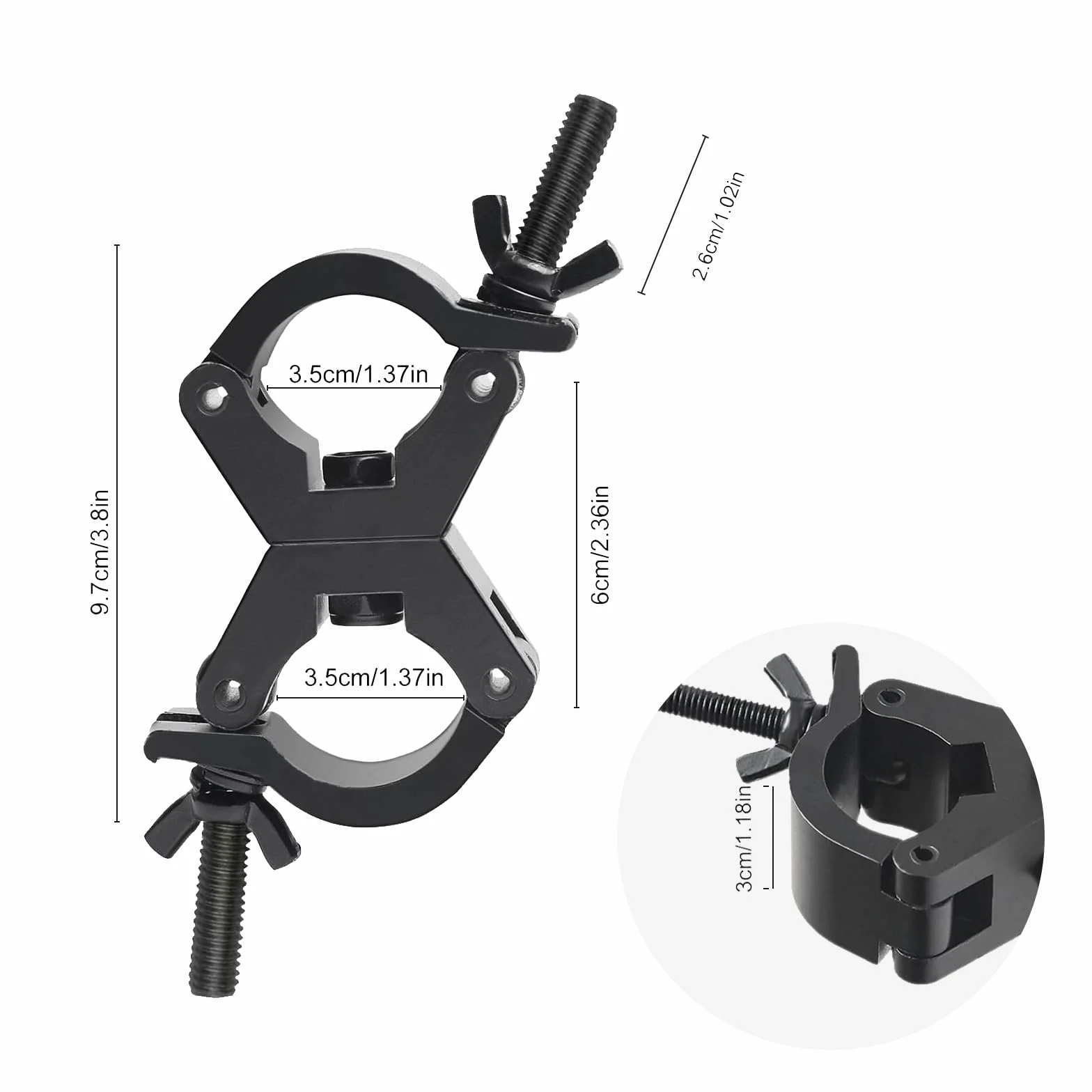 4Pack Garras para Truss Clamp Doble Abrazadera Giratoria Luz Escenario, Gancho para Truss 29-35mm Garras Luces Lighting Hook Clamps, Carga 80kg Andamiaje Soporte Luz Enganche Colgar para Cabeza Movil