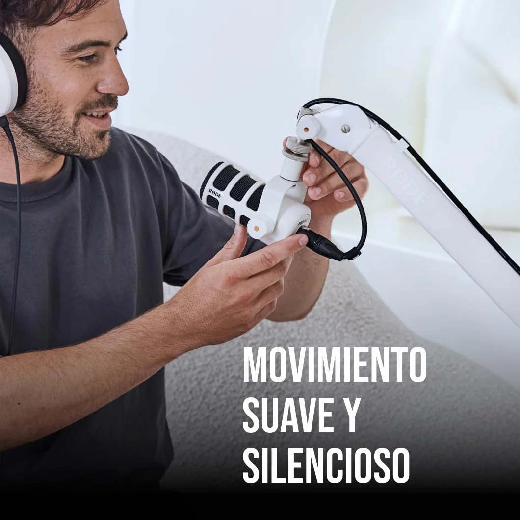 Brazo de estudio profesional RØDE PSA1+ con amortiguación de resorte y gestión de cables (Blanco)