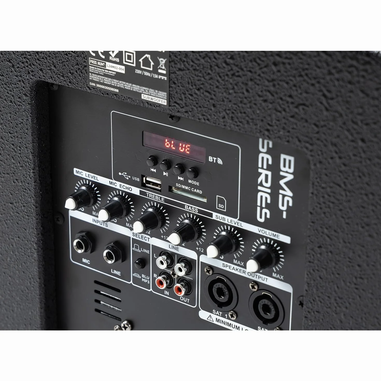 Pack de sonido DJ completo BM Bmsonic BMS-12-ARRAY-BT MKII, 1000W, altavoces Sat, caja de 31 cm USB/Bluetooth, soportes para cables