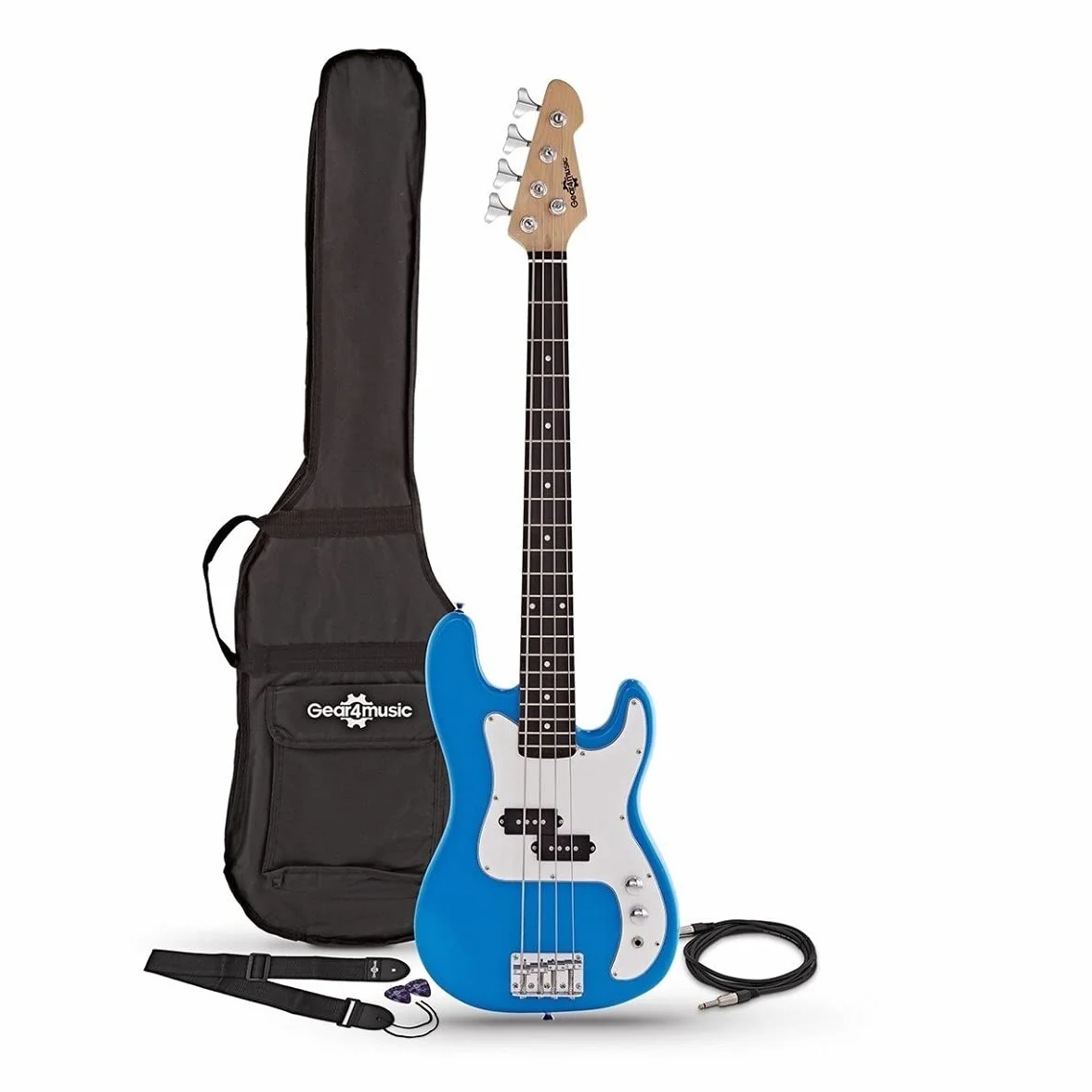Guitarra baja 3/4 LA de Gear4music Blue con accesorios