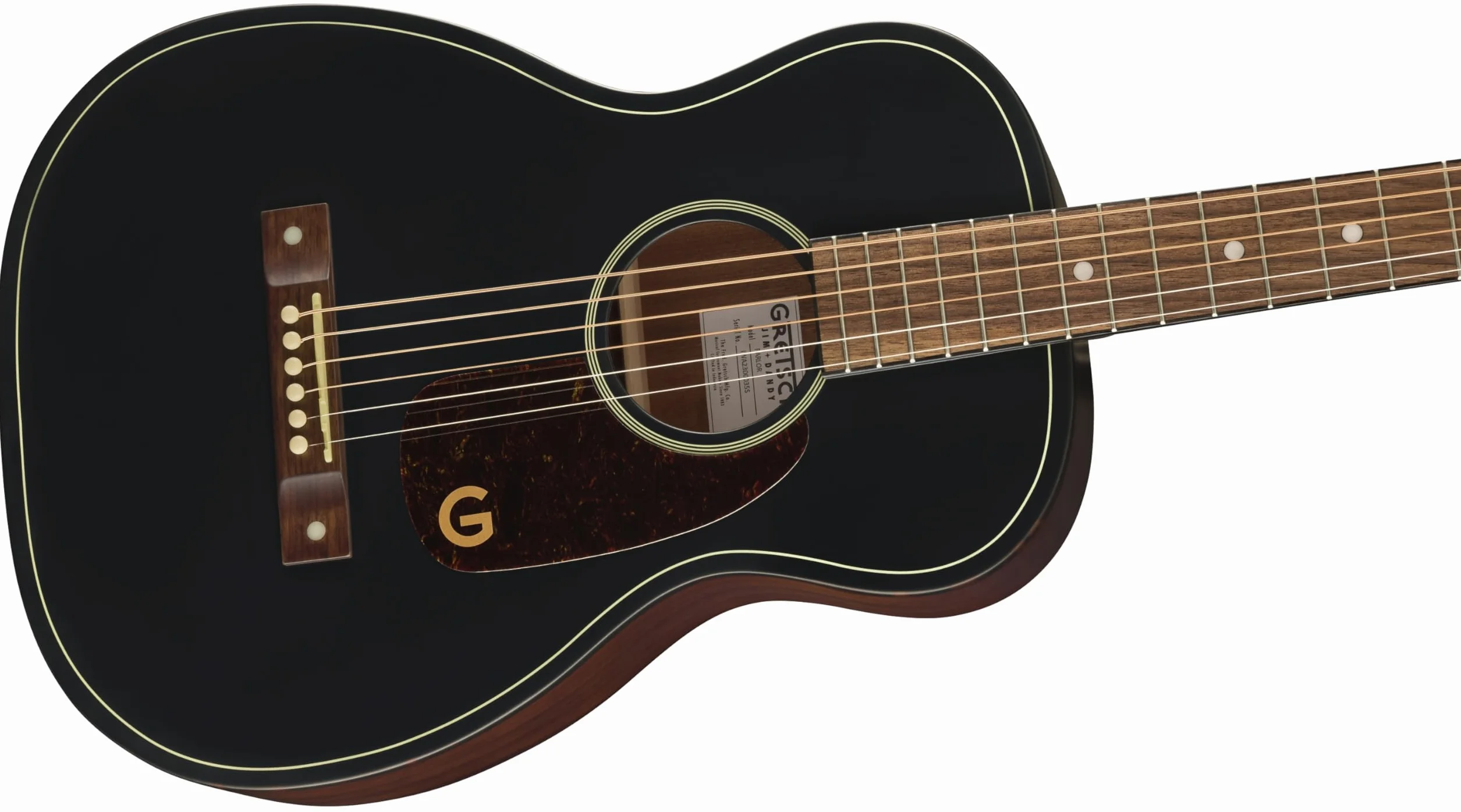 Gretsch Jim Dandy Deltoluxe Parlor Acoustic Guitar, Walnut Fingerboard, Tort Pickguard, Black