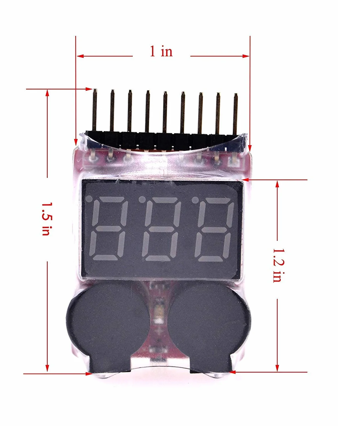 zalati Comprobadores de batería Lipo 2 piezas RC 1-8s batería Lipo alarma de bajo voltaje zumbadores recordatorios con pantalla LED para batería Lipo, Li-Ion, LiMn, Li-Fe