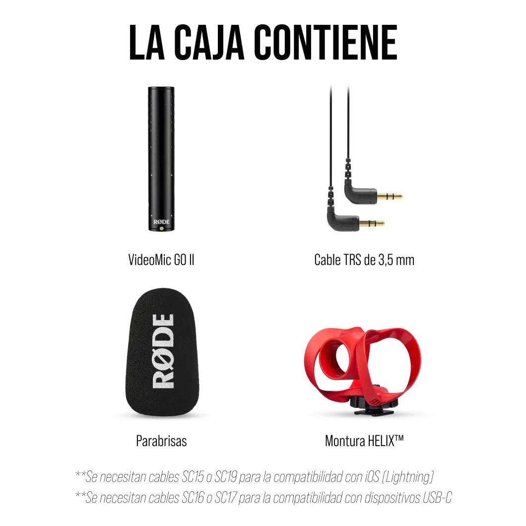 RØDE VideoMic GO II micrófono de cañón ultracompacto para cámara, con Salidas de 3,5 mm y USB, Ideal para grabación de Video, creación de Contenido, podcasts y videollamadas