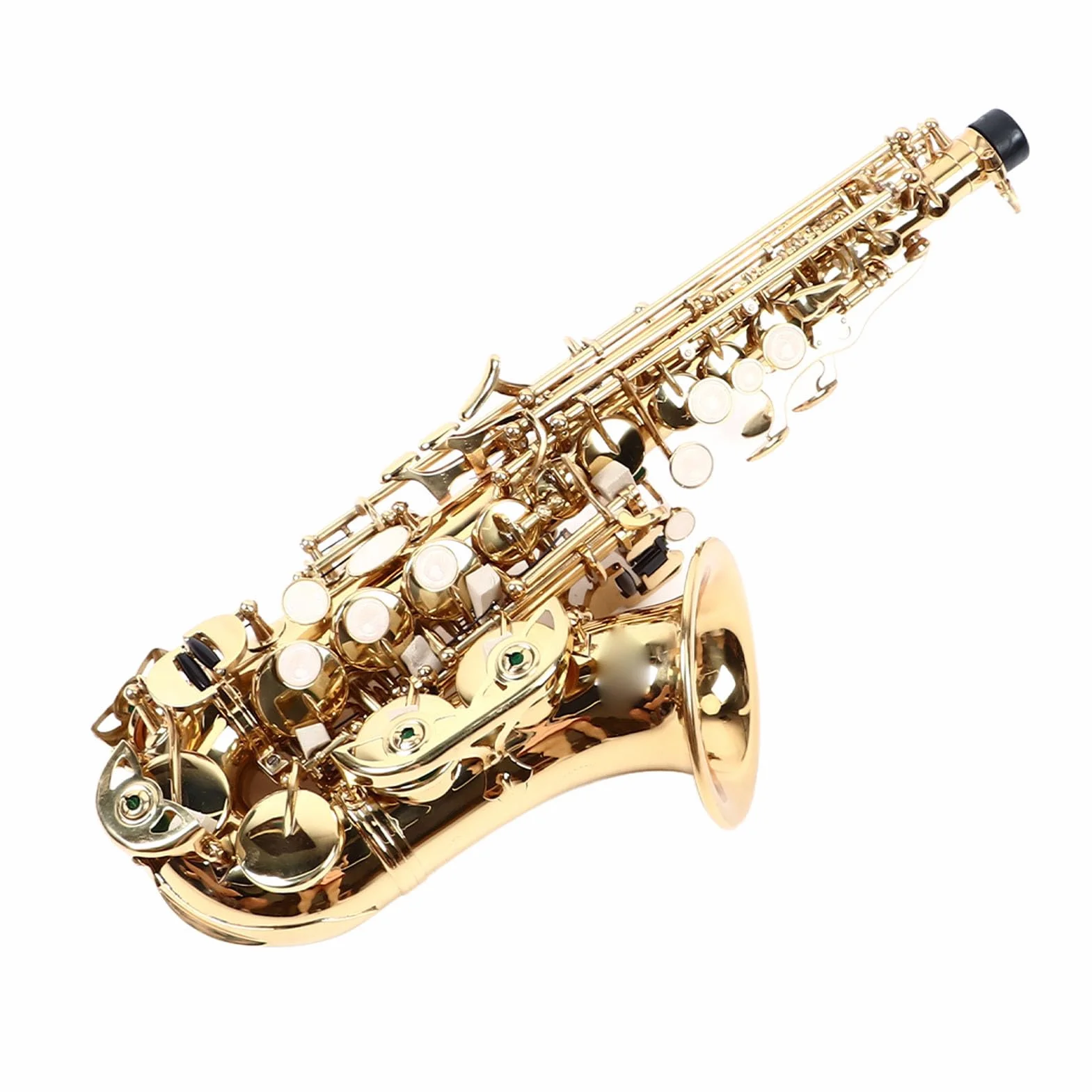 Generic Saxofón, Saxo de Soprano en Latón Portátil Fácil de Reproducir Aplicación de Sonido para la Música para la Música (Gold)