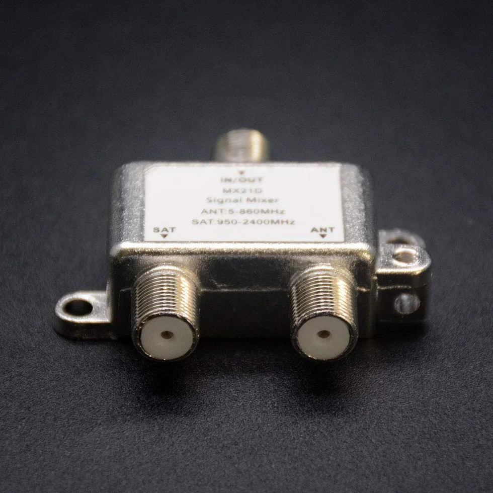 DollaTek 2 en 1 2 vías satélite divisor MX21D TV señal cable TV señal mezclador SAT/ANT diplexor ligero compacto