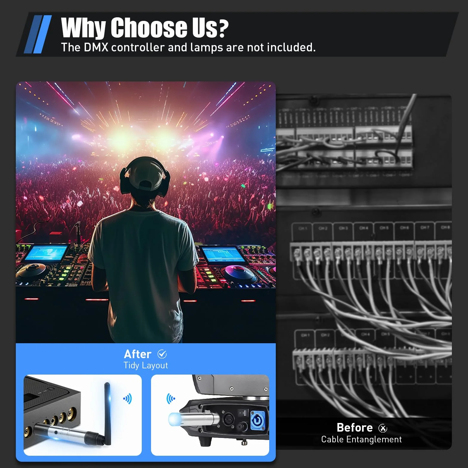 Controlador DMX Inalámbrico para Sistemas de Iluminación DJ
