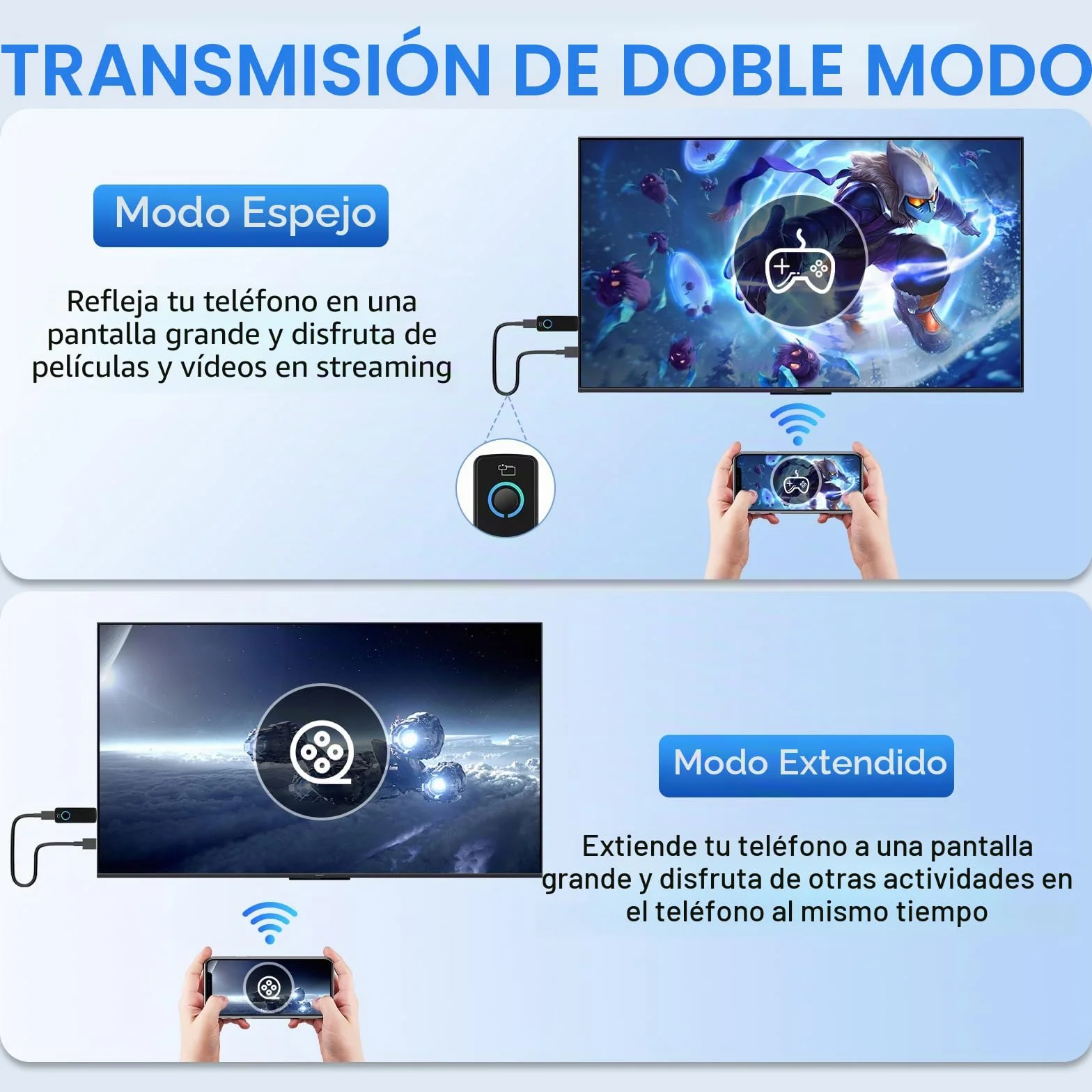 Adaptador HDMI Inalámbrico Miracast WiFi Dongle para TV Proyector con Airplay DLNA Compatible iOS Android Windows