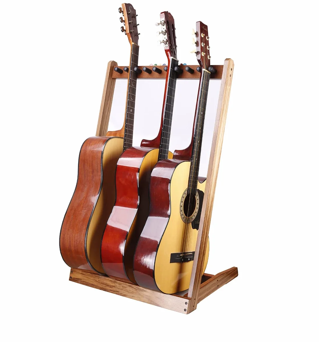 Soportes de Guitarra,HilerPunk Soportes de Guitarra de Madera Múltiple,Soporte de Guitarra de Suelo con Ranura para Púas de Fieltro y Estacas de Madera de Espuma Ajustables,para Casa o Estudio