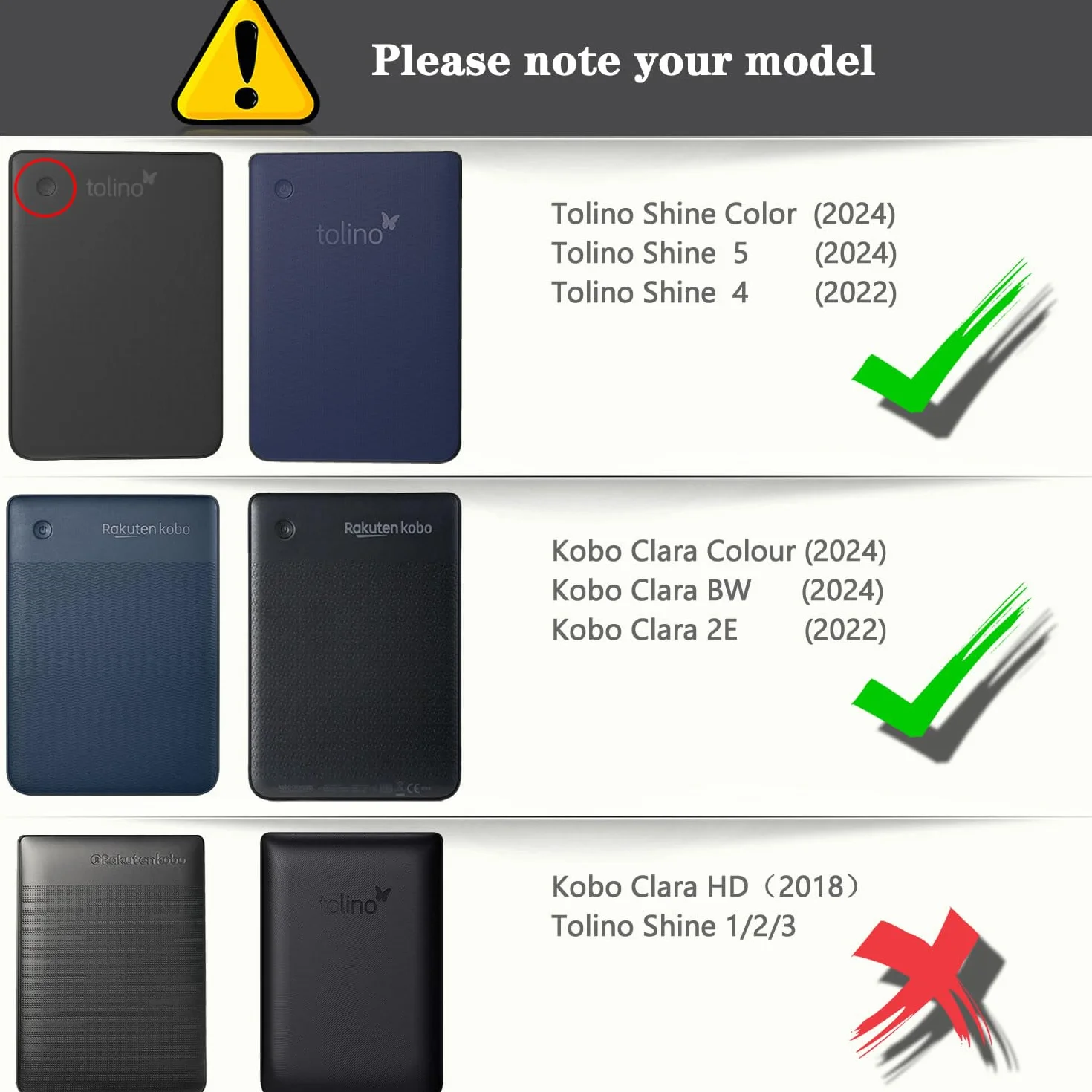 Funda Kobo Clara Colour 2024 / Kobo Clara BW 2024 / Kobo Clara 2E 2022, 6" ebook reader Sleep Cover, Negro
