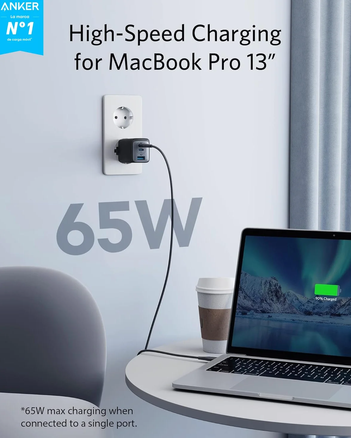 Anker Cargador USB C 65W Nano II 3 Puertos PPS para MacBook Pro iPad Pro Steam Galaxy S20 DELL XPS 13