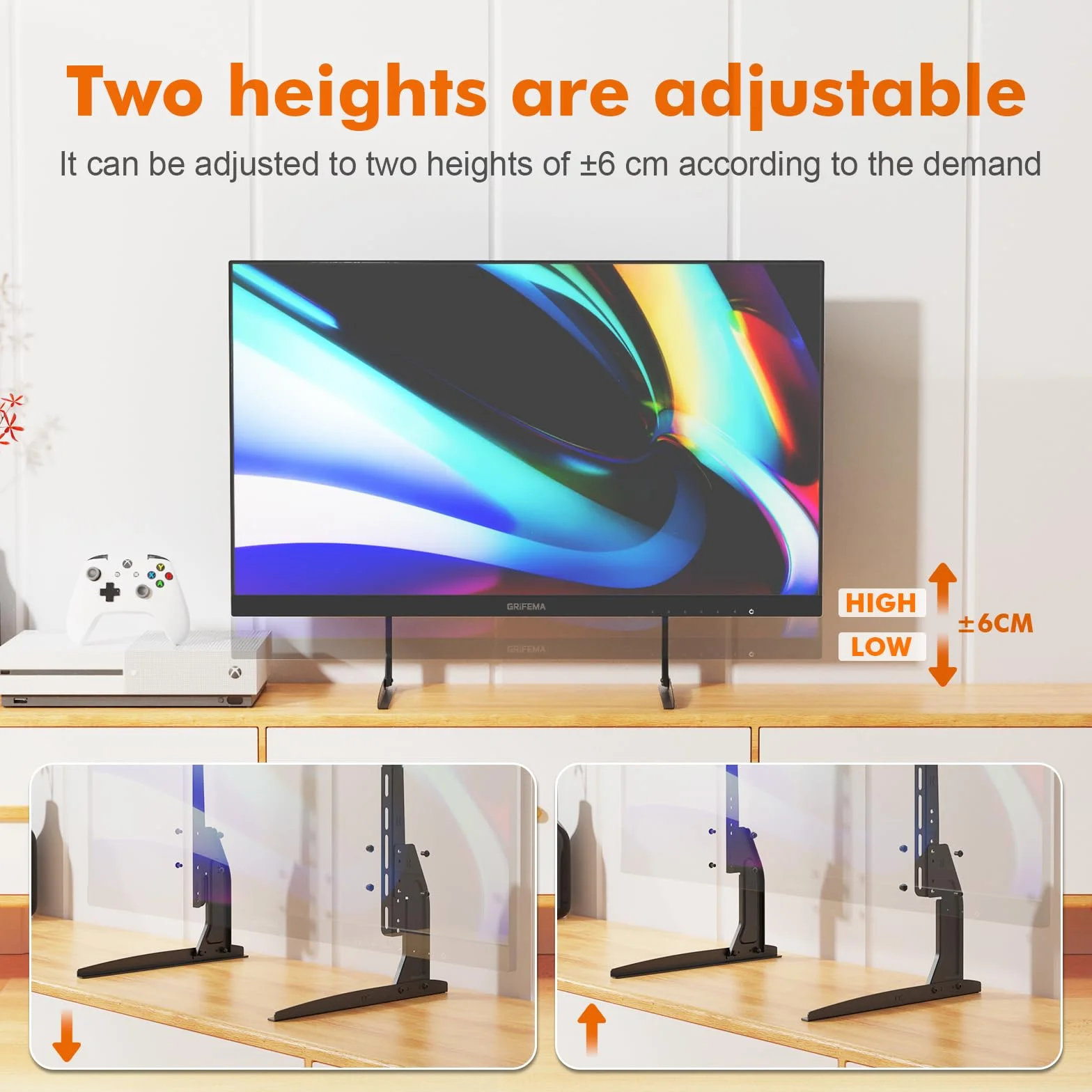 GRIFEMA Soporte TV Pie para Pantallas 22"-80" LED/OLED/Curva/Plana, Carga Máx. 50 kg, VESA 800x400mm Negro
