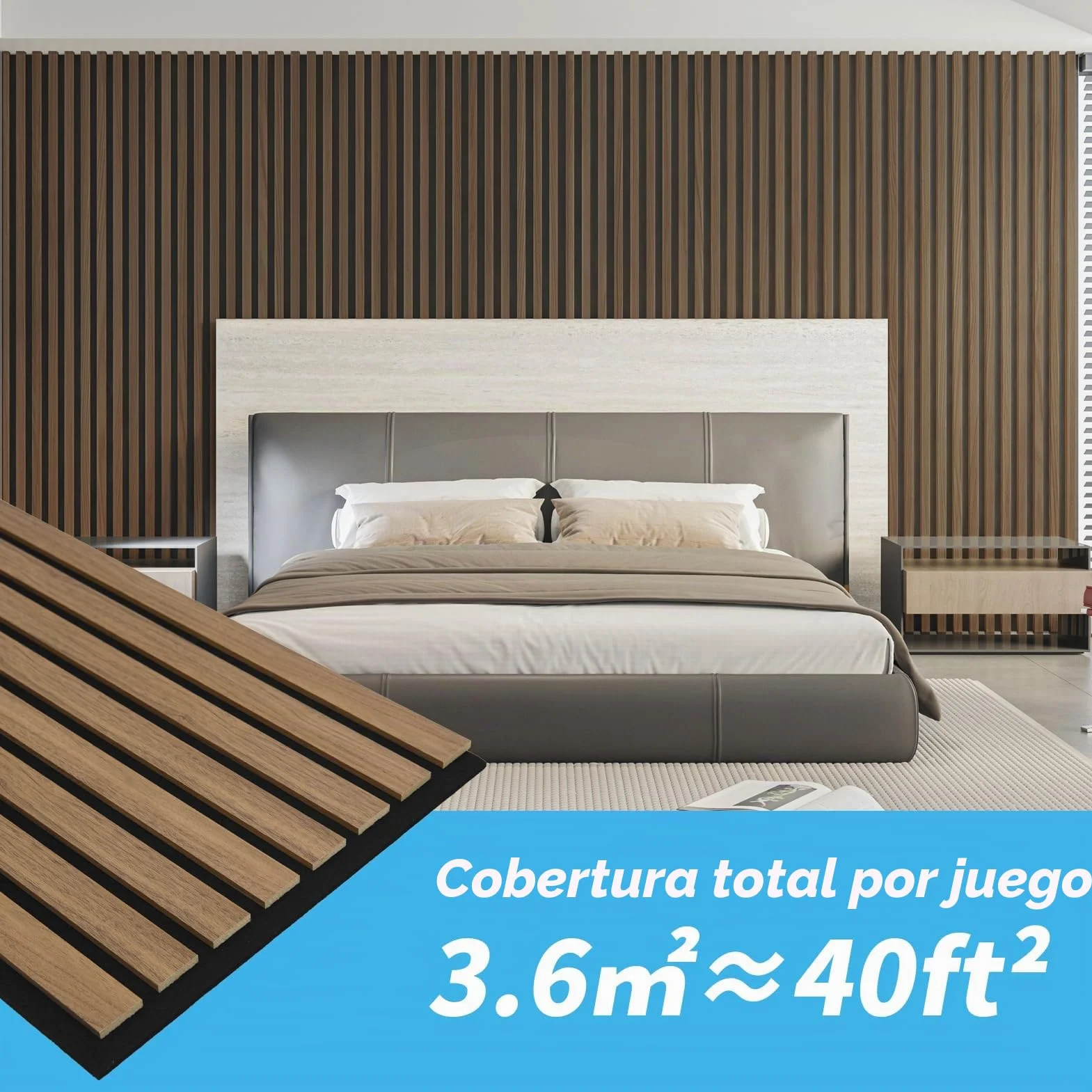 Art3d Paneles Acústicos Nogal Oscuro | Paneles absorbentes 3D | Madera sobre fieltro acústico | 3,6m²