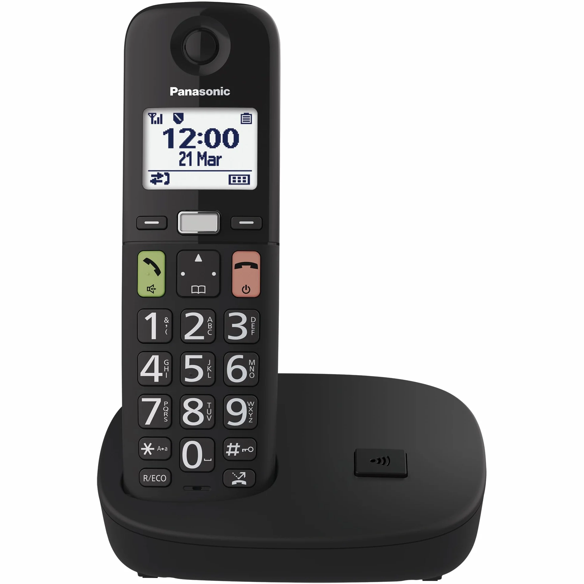 Panasonic KX-TGU110EXB Teléfono Inalámbrico Digital, Base y 1 Auricular, Pantalla LCD, Negro