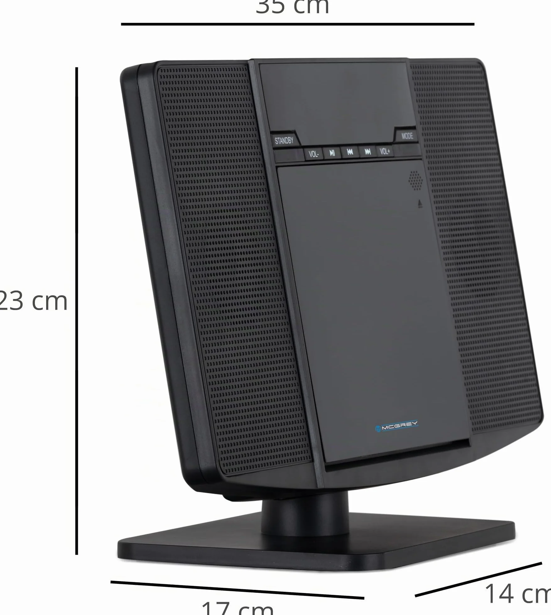 Equipo de Música Vertical MCD-60 (Reproductor CD/MP3, USB, Bluetooth, Entrada Aux, Montaje de Pie o Pared, Incluye Mando a Distancia) Negro