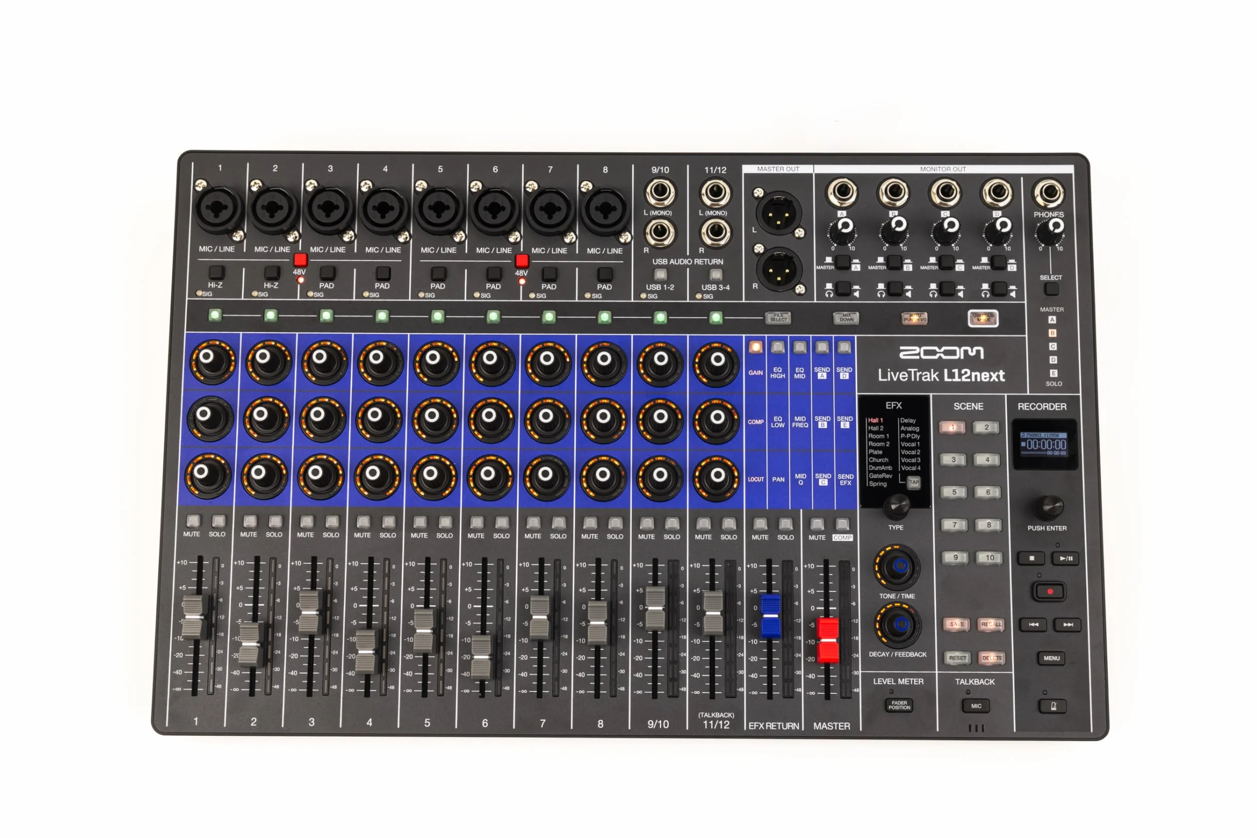 Zoom - L12next, consola digital de 12 pistas, 8 entradas combo, 2 entradas estéreo, grabación de 14 pistas, interfaz de audio USB-C, 5 salidas de monitor, ranura para tarjeta SD de hasta 1 TB