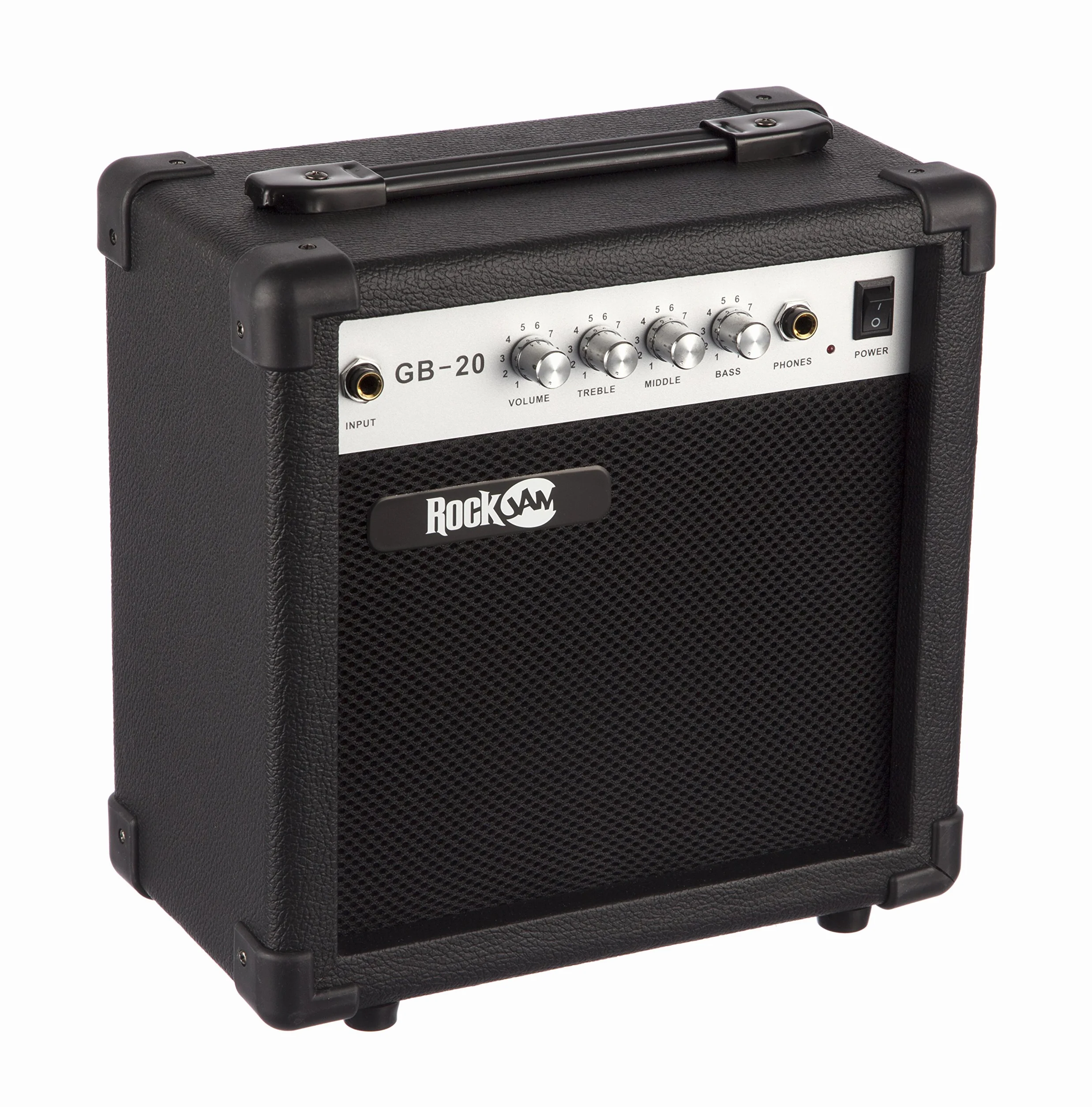 RockJam Super Kit de bajo de tamaño completo con amplificador de guitarra, Sintonizador de guitarra, Soporte, Bolsa y accesorios Sunburst
